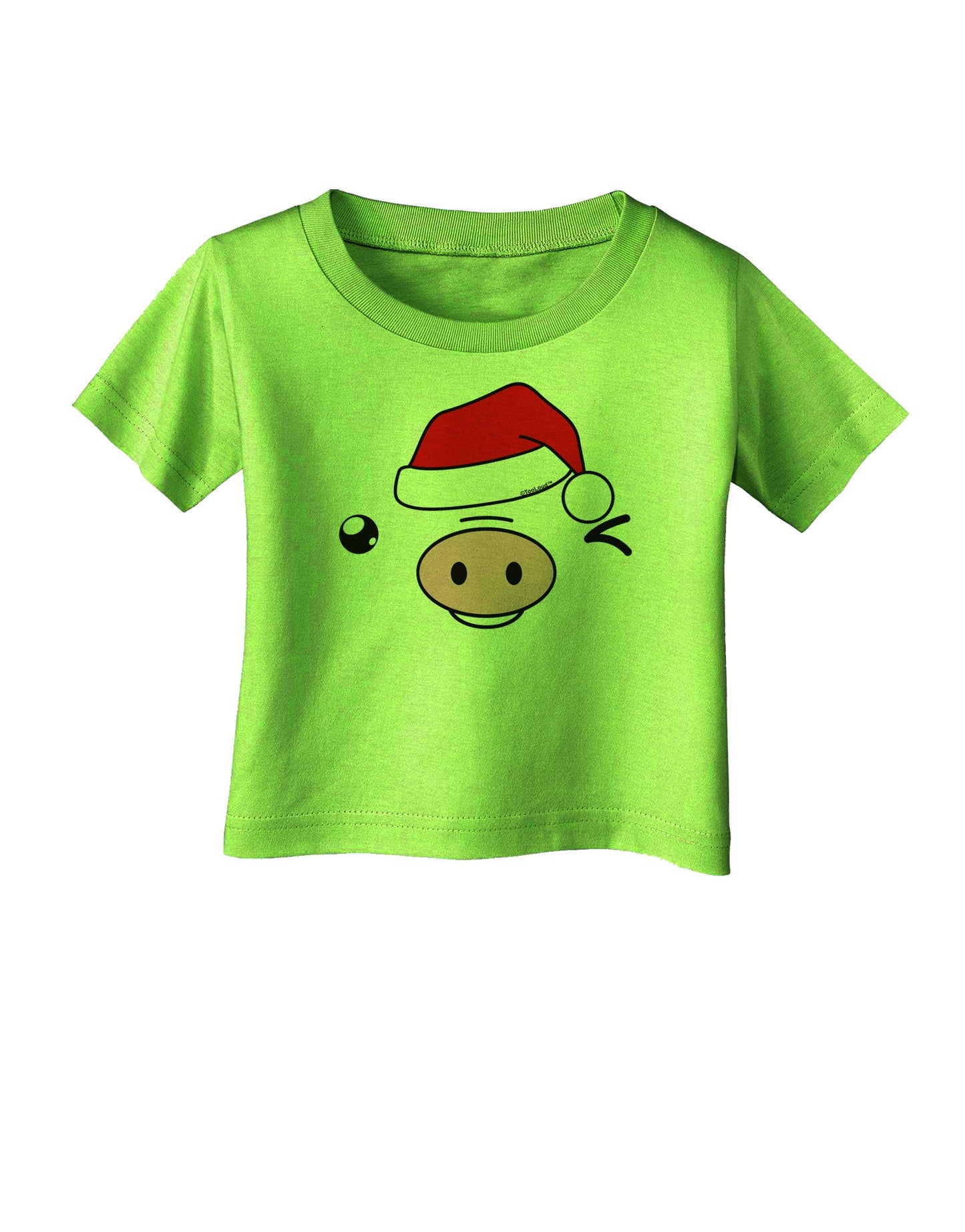 Kyu-T Face Oinkz Santa Hat Boy Pig Infant T-Shirt-Infant T-Shirt-TooLoud-Lime-Green-06-Months-Davson Sales