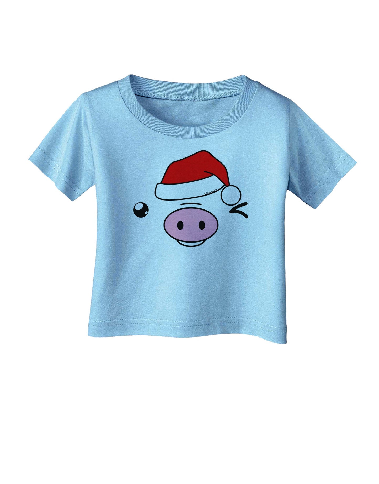 Kyu-T Face Oinkz Santa Hat Boy Pig Infant T-Shirt-Infant T-Shirt-TooLoud-Aquatic-Blue-06-Months-Davson Sales