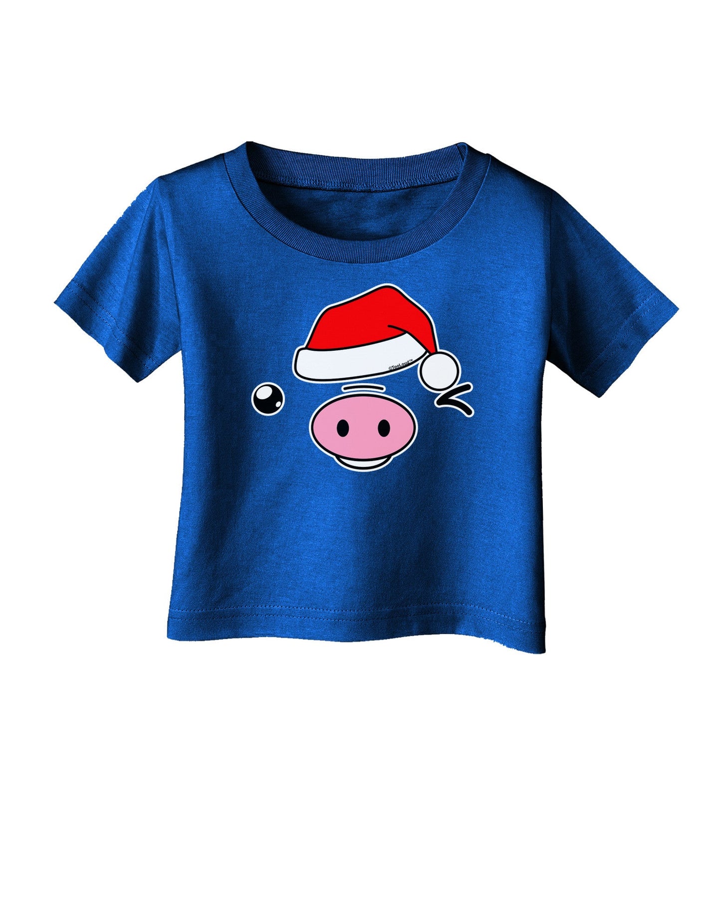 Kyu-T Face Oinkz Santa Hat Boy Pig Infant T-Shirt Dark-Infant T-Shirt-TooLoud-Royal-Blue-06-Months-Davson Sales