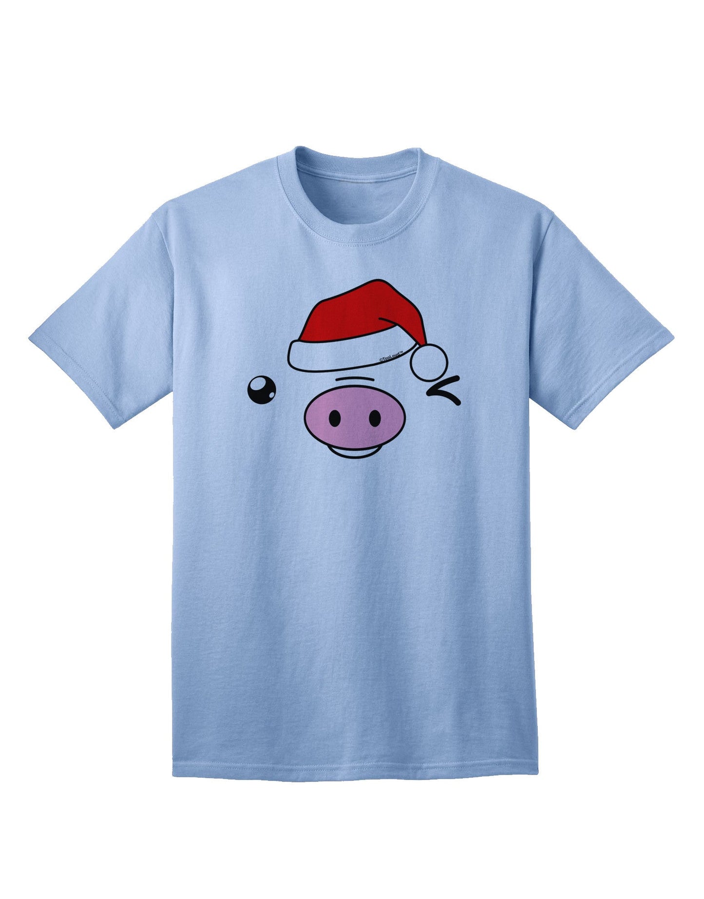 Kyu-T Face Oinkz Santa Hat Boy Pig - Premium Adult T-Shirt for Festive Season-Mens T-shirts-TooLoud-Light-Blue-Small-Davson Sales