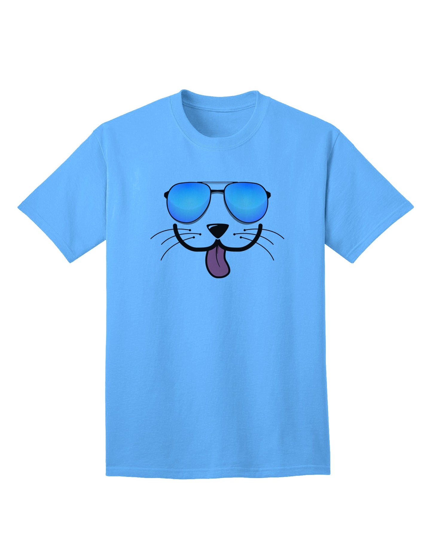 Kyu-T Face - Puppino Cool Sunglasses Adult T-Shirt: A Stylish Addition to Your Wardrobe-Mens T-shirts-TooLoud-Aquatic-Blue-Small-Davson Sales