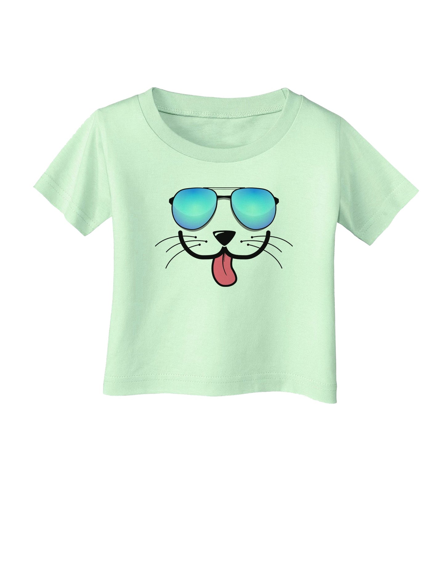 Kyu-T Face - Puppino Cool Sunglasses Infant T-Shirt-Infant T-Shirt-TooLoud-Light-Green-06-Months-Davson Sales