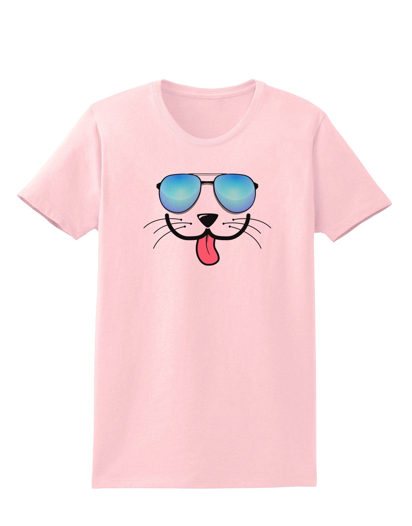 Kyu-T Face - Puppino Cool Sunglasses Womens T-Shirt-Womens T-Shirt-TooLoud-PalePink-X-Small-Davson Sales