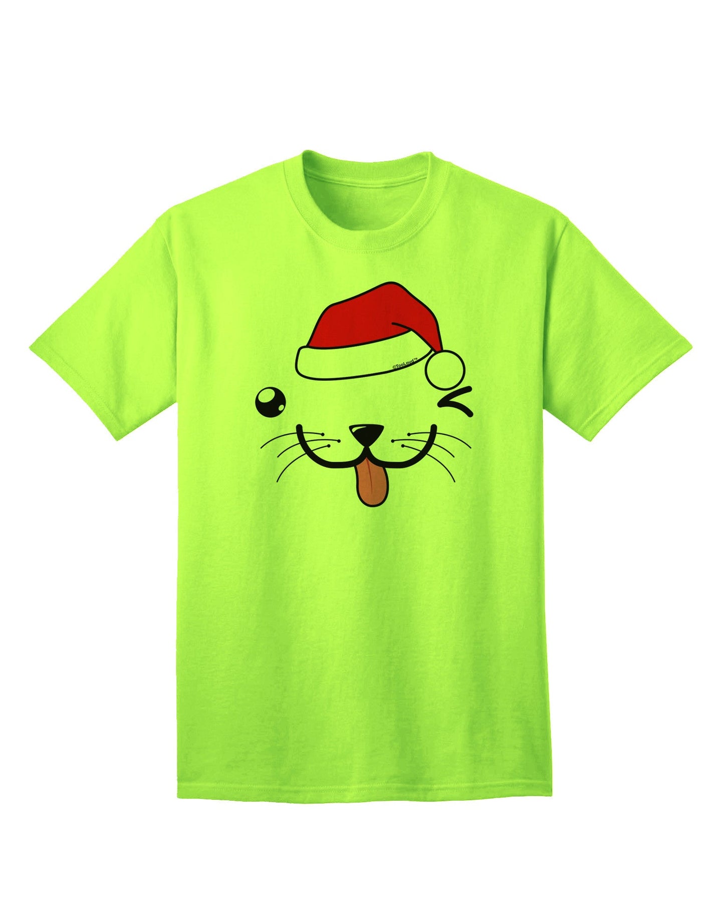 Kyu-T Face Puppino Santa Boy Dog Adult T-Shirt: A Festive Must-Have for Dog Lovers-Mens T-shirts-TooLoud-Neon-Green-Small-Davson Sales