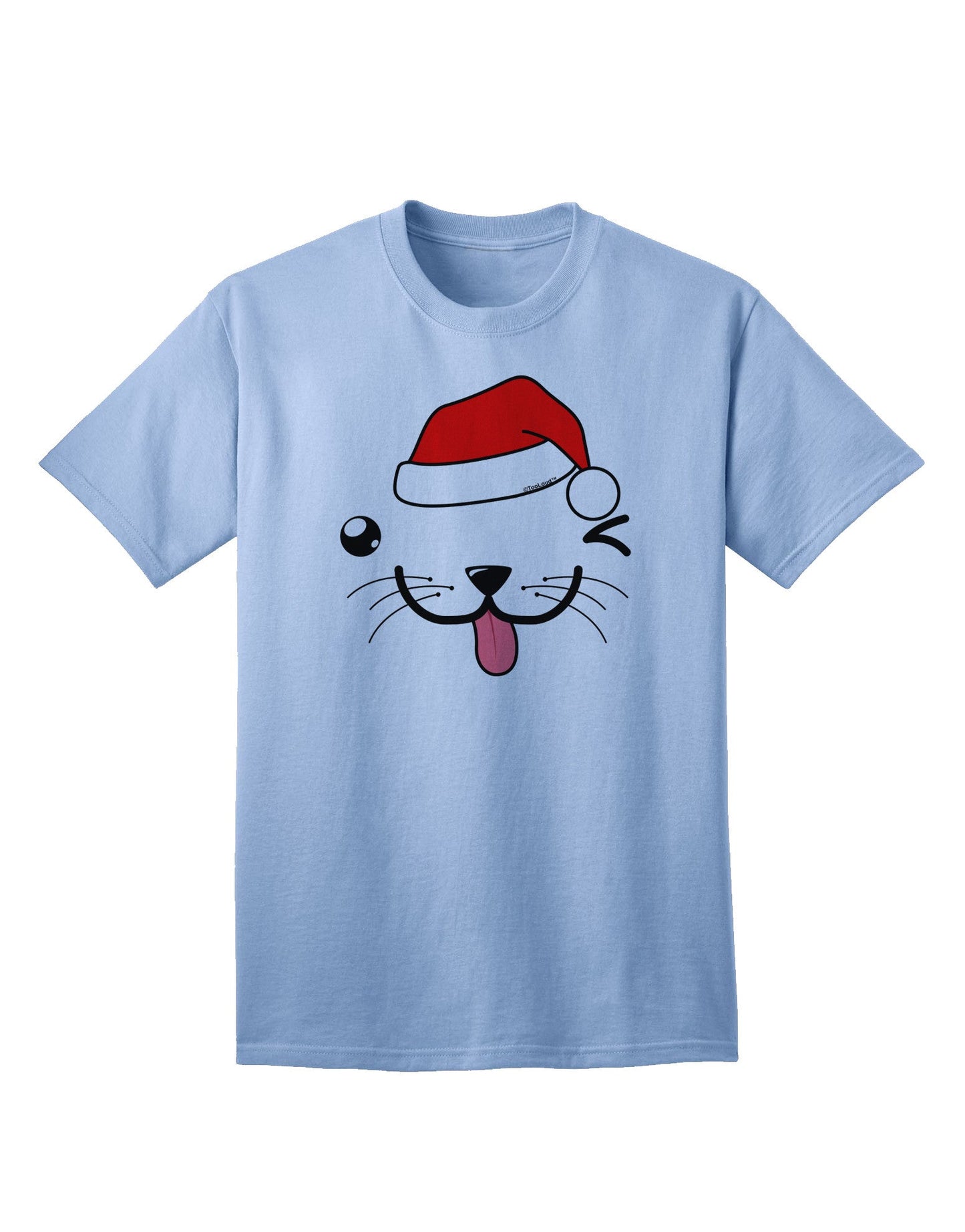 Kyu-T Face Puppino Santa Boy Dog Adult T-Shirt: A Festive Must-Have for Dog Lovers-Mens T-shirts-TooLoud-Light-Blue-Small-Davson Sales