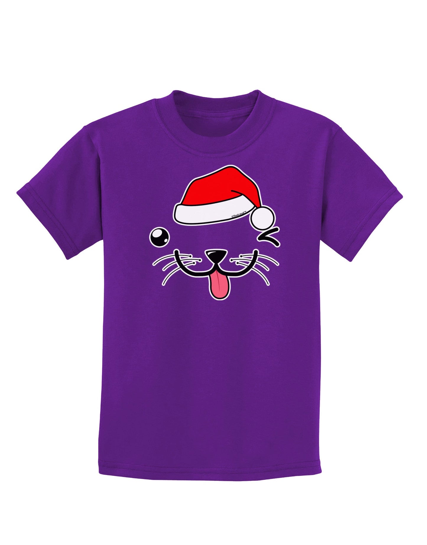 Kyu-T Face Puppino Santa Boy Dog Childrens Dark T-Shirt-Childrens T-Shirt-TooLoud-Purple-X-Small-Davson Sales