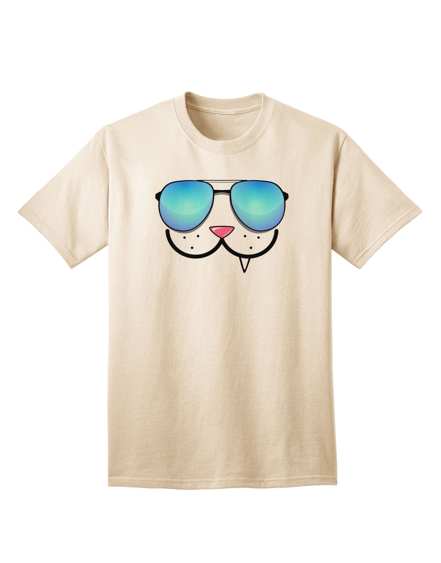 Kyu-T Face - Snaggle Cool Sunglasses Adult T-Shirt: A Stylish Addition to Your Wardrobe-Mens T-shirts-TooLoud-Natural-Small-Davson Sales