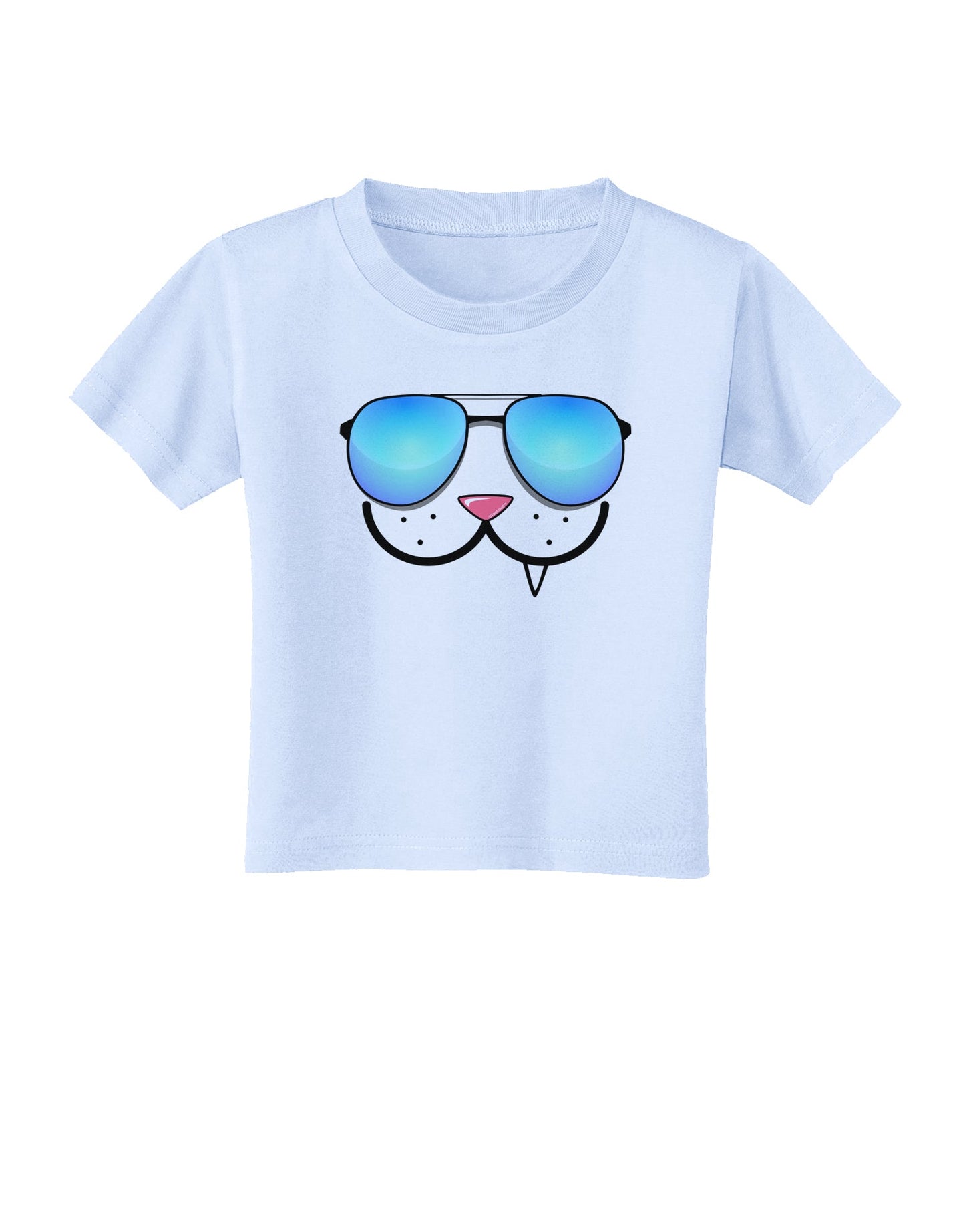 Kyu-T Face - Snaggle Cool Sunglasses Toddler T-Shirt-Toddler T-Shirt-TooLoud-Light-Blue-2T-Davson Sales