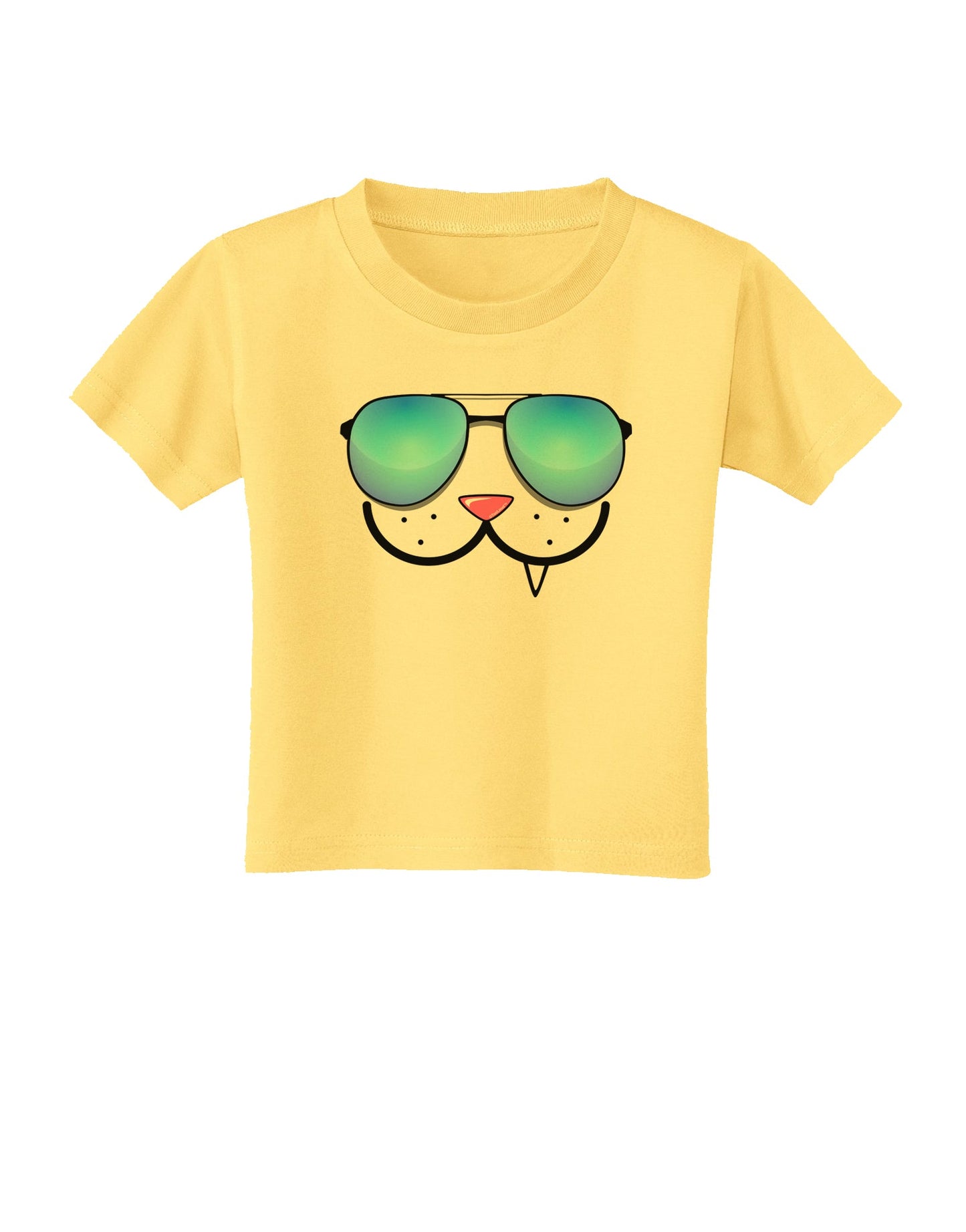 Kyu-T Face - Snaggle Cool Sunglasses Toddler T-Shirt-Toddler T-Shirt-TooLoud-Daffodil-Yellow-2T-Davson Sales