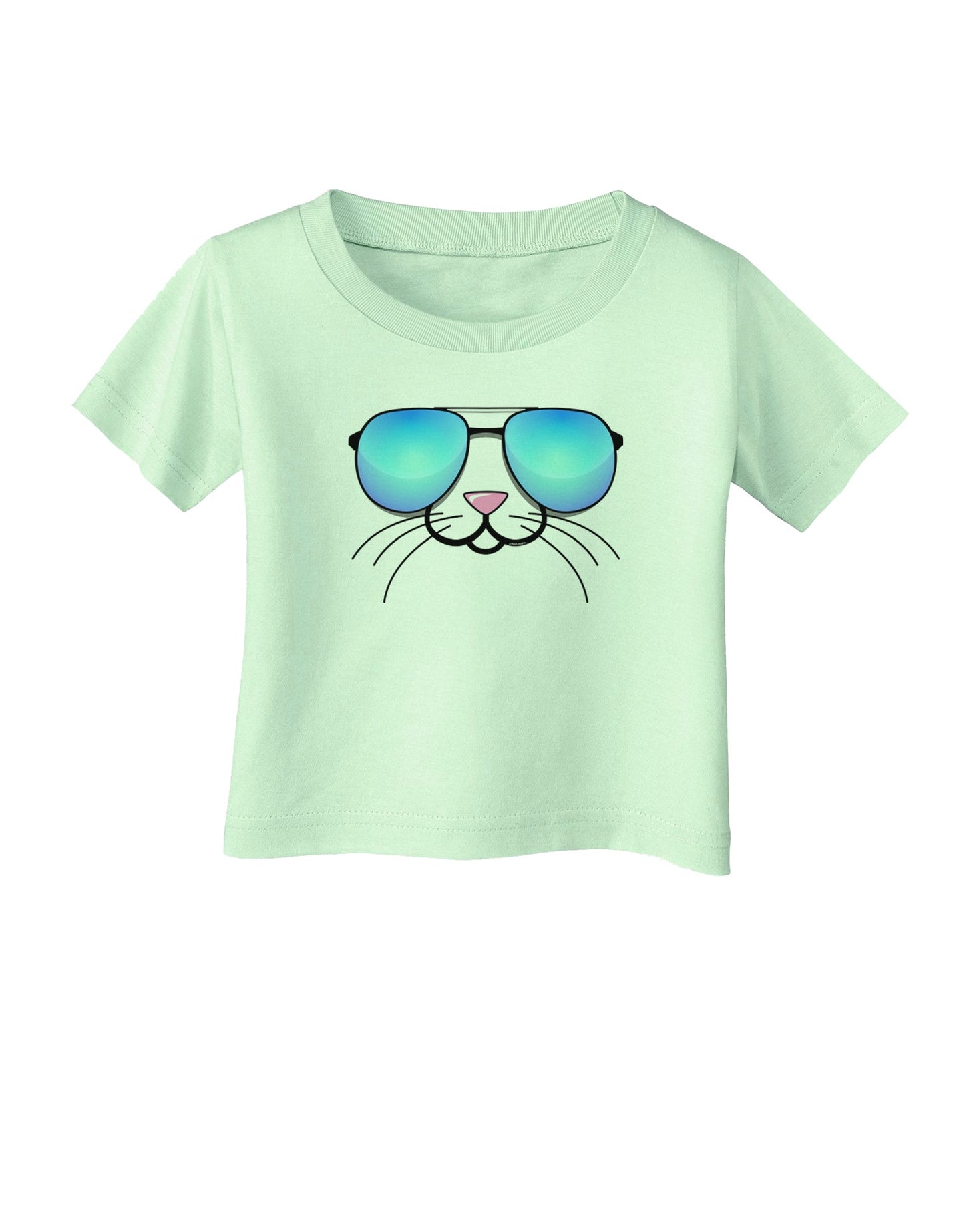 Kyu-T Face - Tiny Cool Sunglasses Infant T-Shirt-Infant T-Shirt-TooLoud-Light-Green-06-Months-Davson Sales