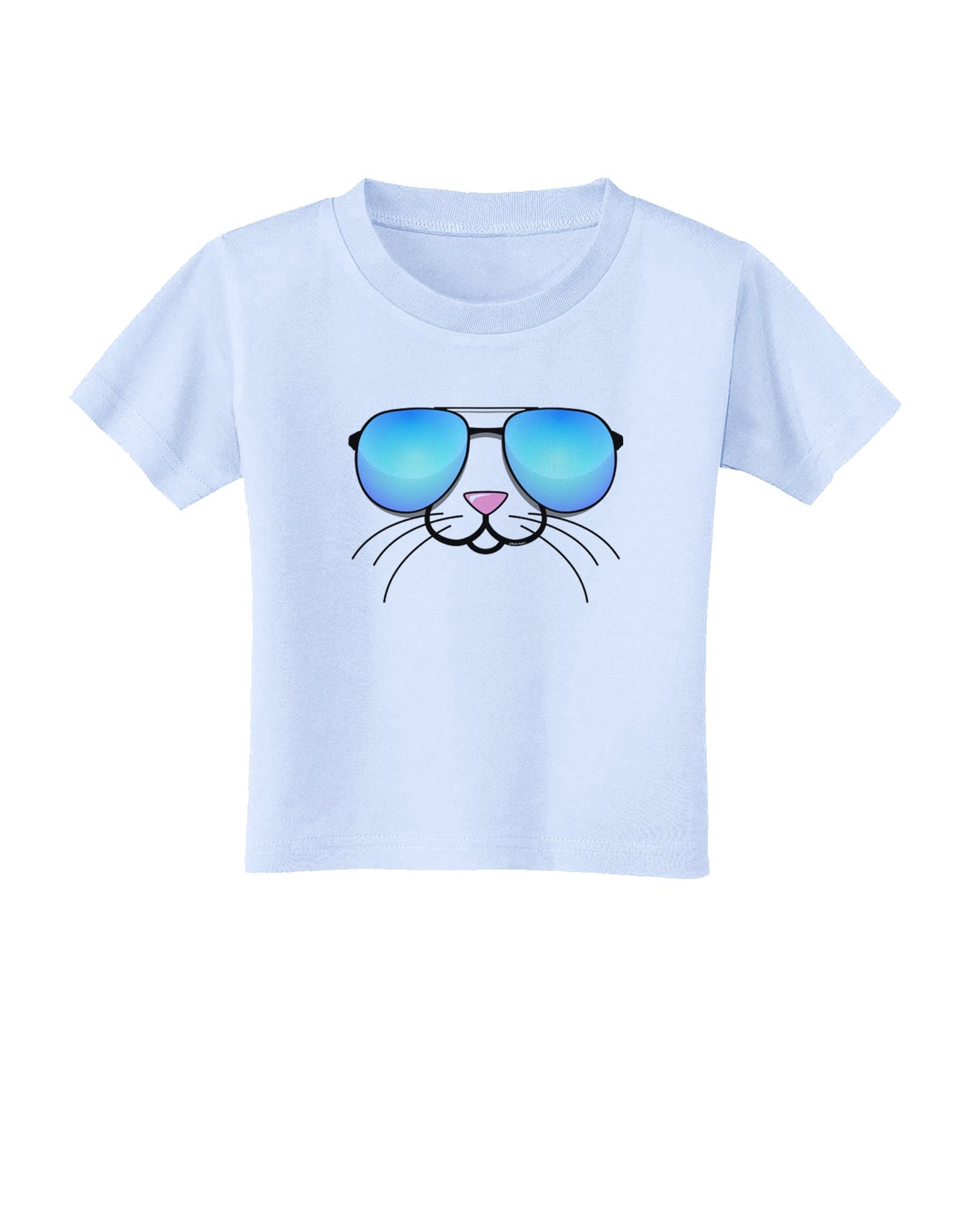 Kyu-T Face - Tiny Cool Sunglasses Toddler T-Shirt-Toddler T-Shirt-TooLoud-Light-Blue-2T-Davson Sales