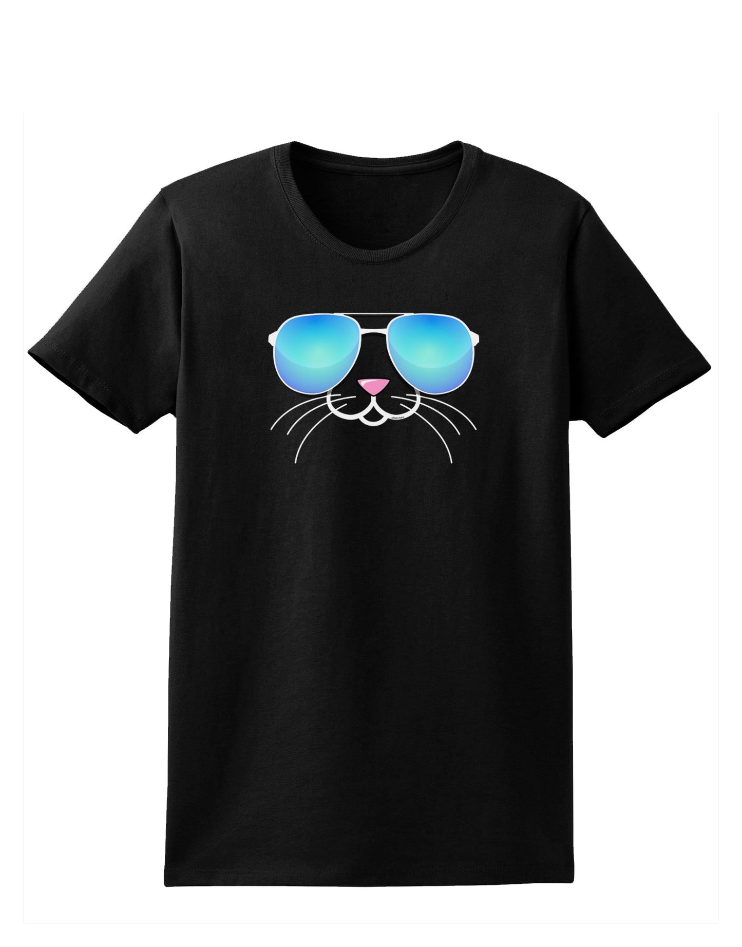 Kyu-T Face - Tiny Cool Sunglasses Womens Dark T-Shirt-TooLoud-Black-X-Small-Davson Sales