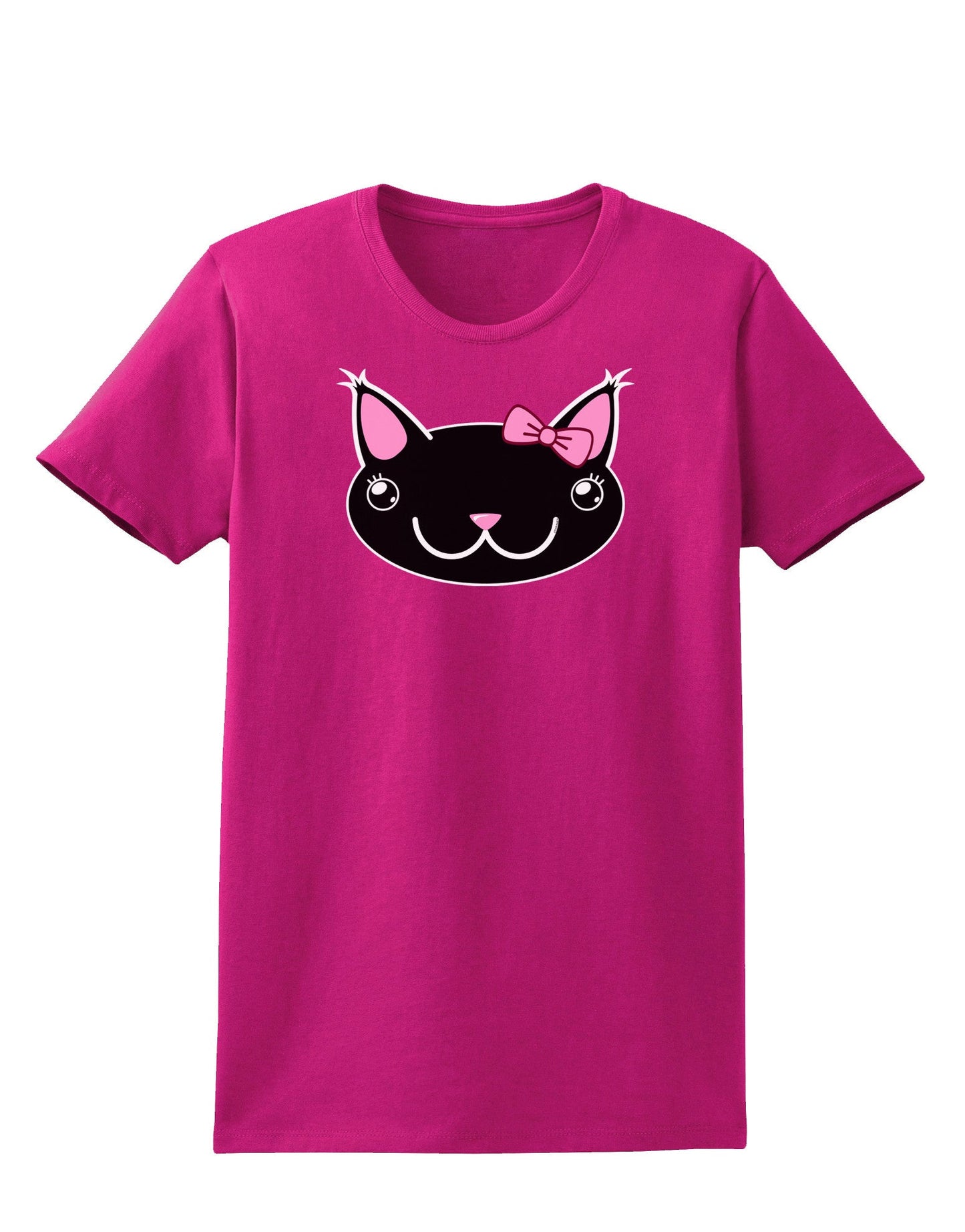Kyu-T Head - Night Kawaia the Cute Girl Critter Womens Dark T-Shirt-TooLoud-Hot-Pink-Small-Davson Sales
