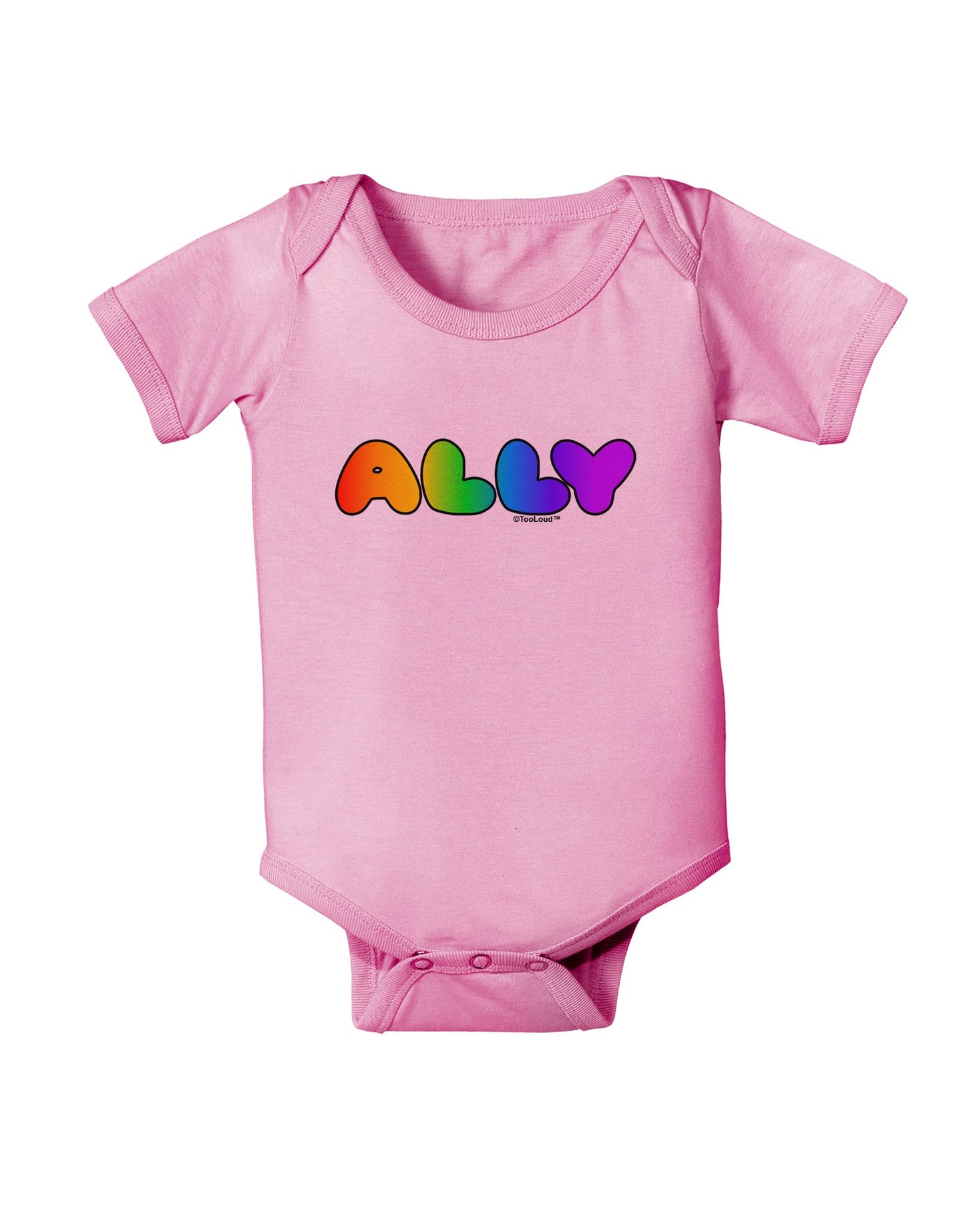 LGBT Ally Rainbow Text Baby Romper Bodysuit by TooLoud-Baby Romper-TooLoud-Light-Pink-06-Months-Davson Sales