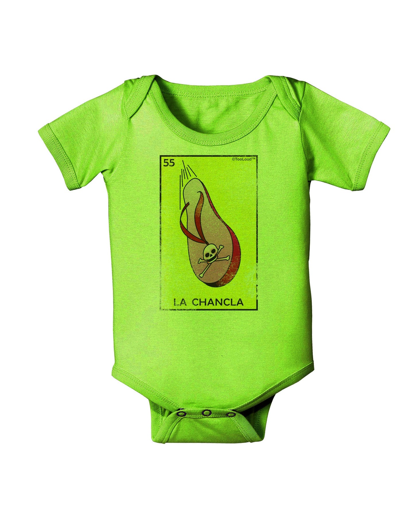 La Chancla Loteria Distressed Baby Romper Bodysuit by-Baby Romper-TooLoud-Lime-06-Months-Davson Sales