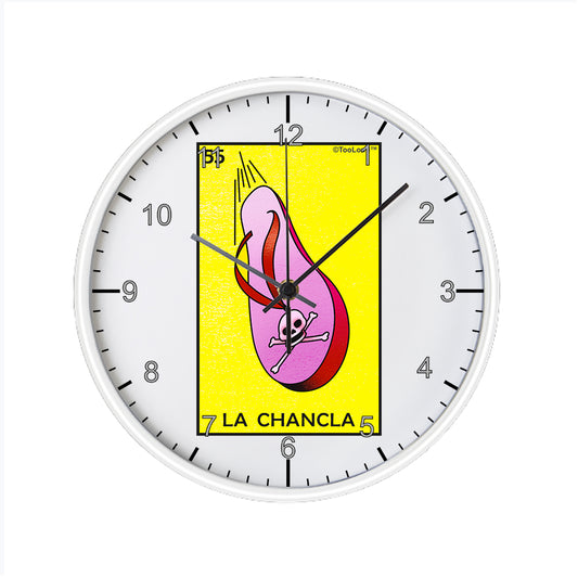 La Chancla Loteria Solid 10 Inch Round Wall Clock with Numbers by TooLoud