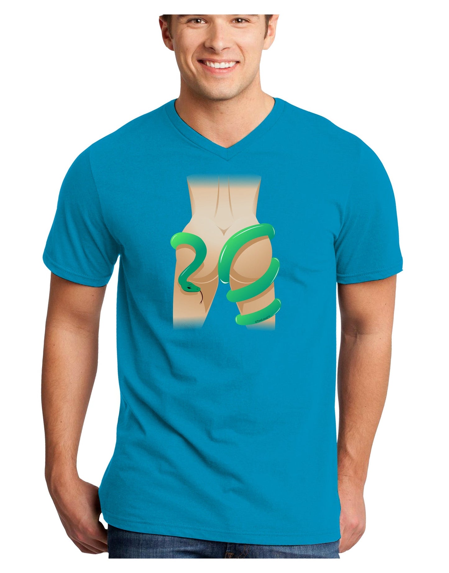 Lady Anaconda Design Medium Adult Dark V-Neck T-Shirt-Mens V-Neck T-Shirt-TooLoud-Turquoise-Small-Davson Sales