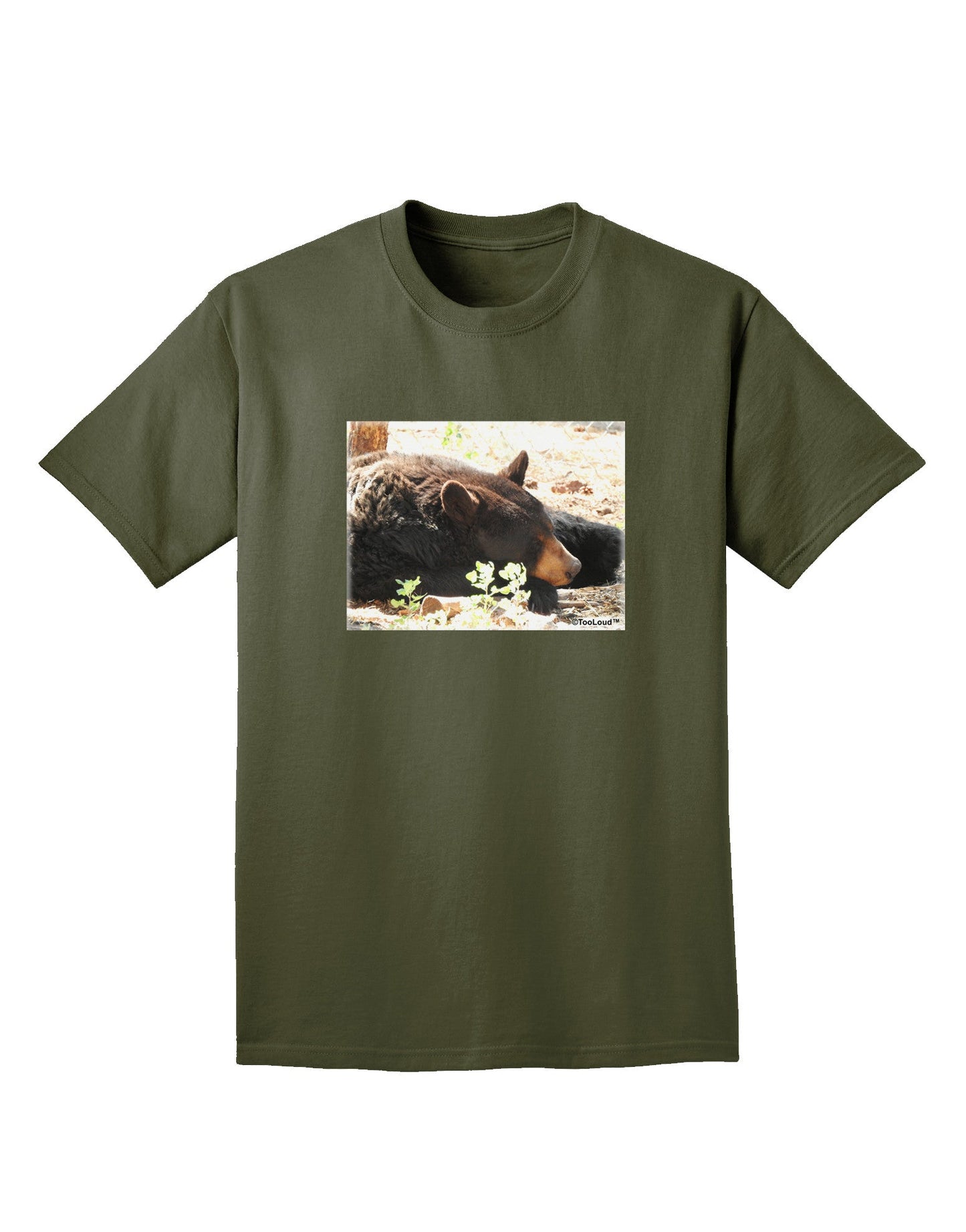 Laying Black Bear Adult Dark T-Shirt-Mens T-Shirt-TooLoud-Military-Green-Small-Davson Sales