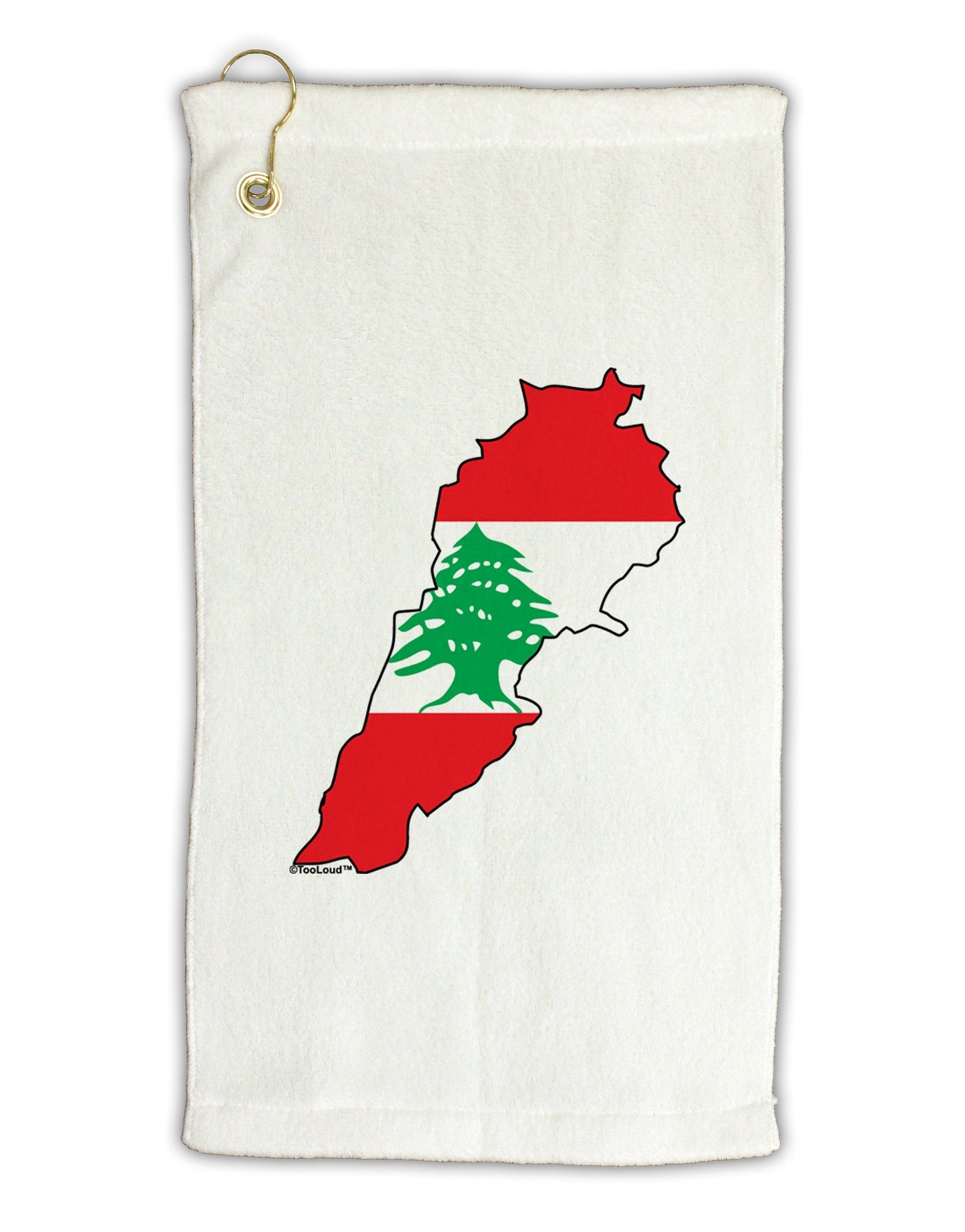Lebanon Flag Silhouette Micro Terry Gromet Golf Towel 11"x19-Golf Towel-TooLoud-White-Davson Sales