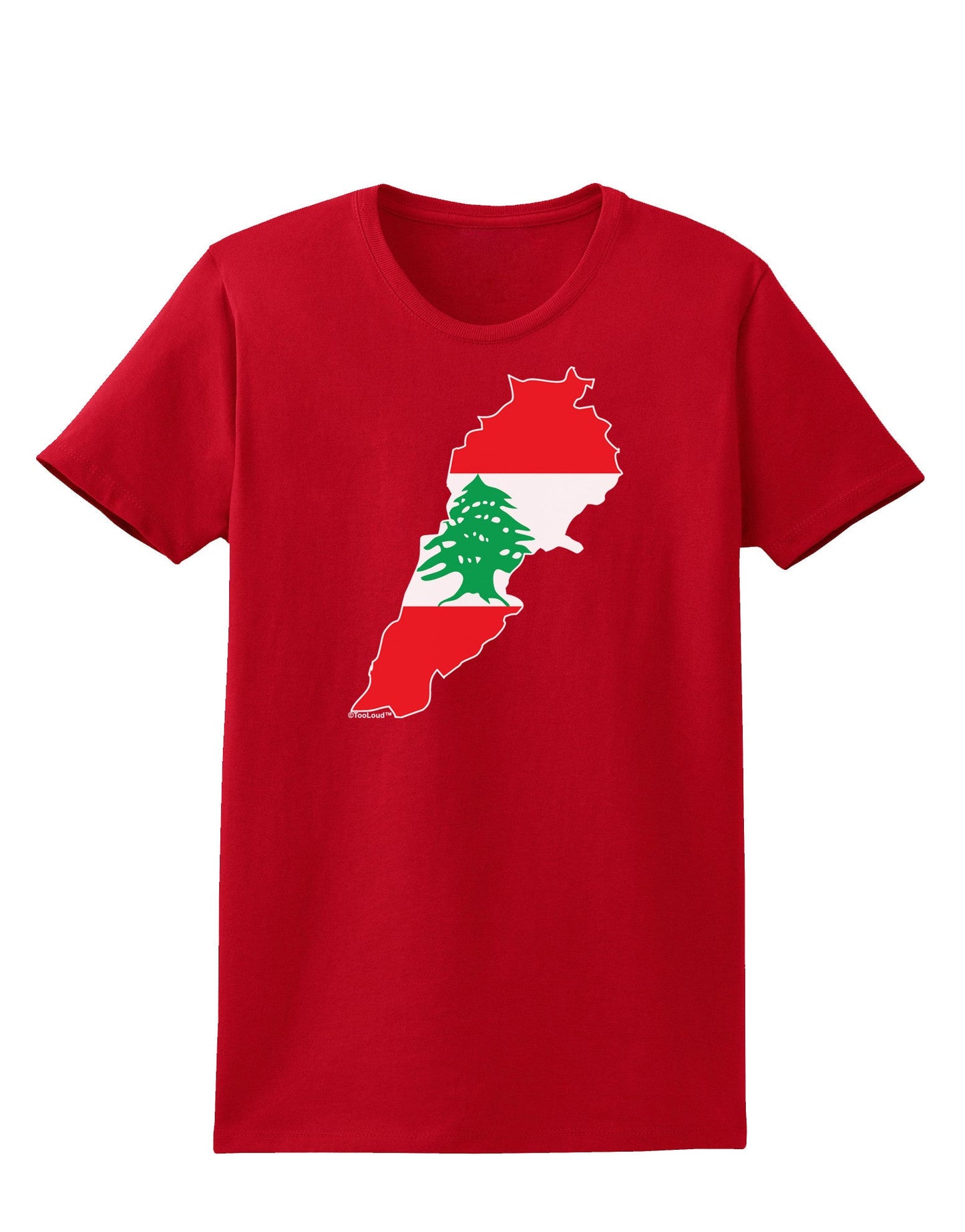 Lebanon Flag Silhouette Womens Dark T-Shirt-TooLoud-Red-X-Small-Davson Sales