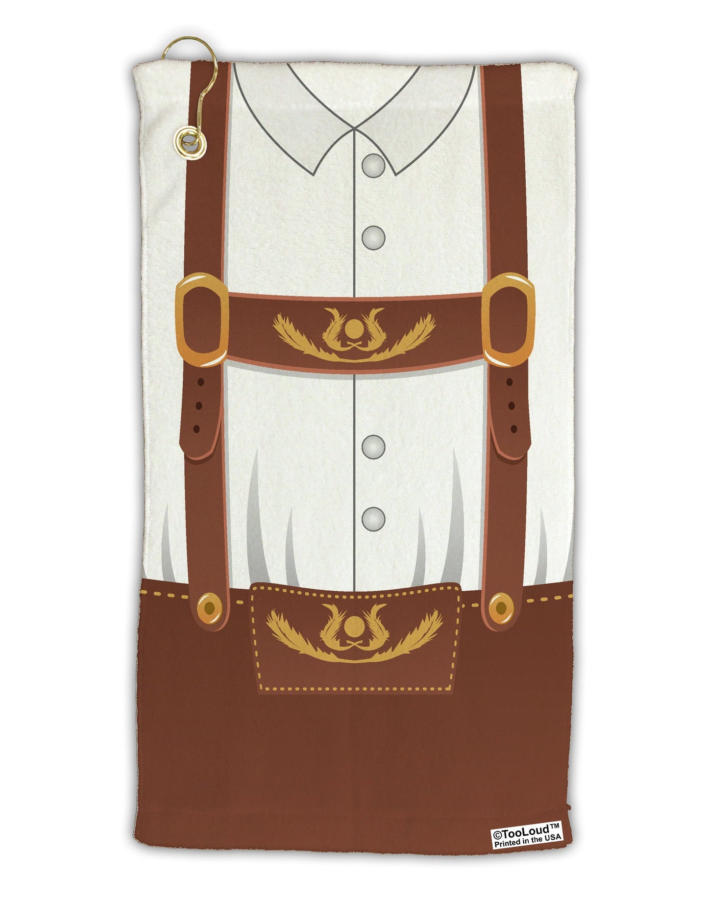 Lederhosen Costume Brown Micro Terry Gromet Golf Towel 15 x 22 Inch All Over Print by TooLoud-Golf Towel-TooLoud-White-Davson Sales