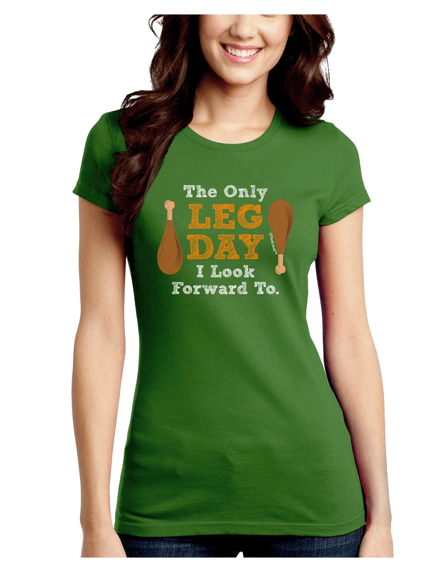 Leg Day - Turkey Leg Juniors Petite Crew Dark T-Shirt-T-Shirts Juniors Tops-TooLoud-Kiwi-Green-Juniors Fitted Small-Davson Sales