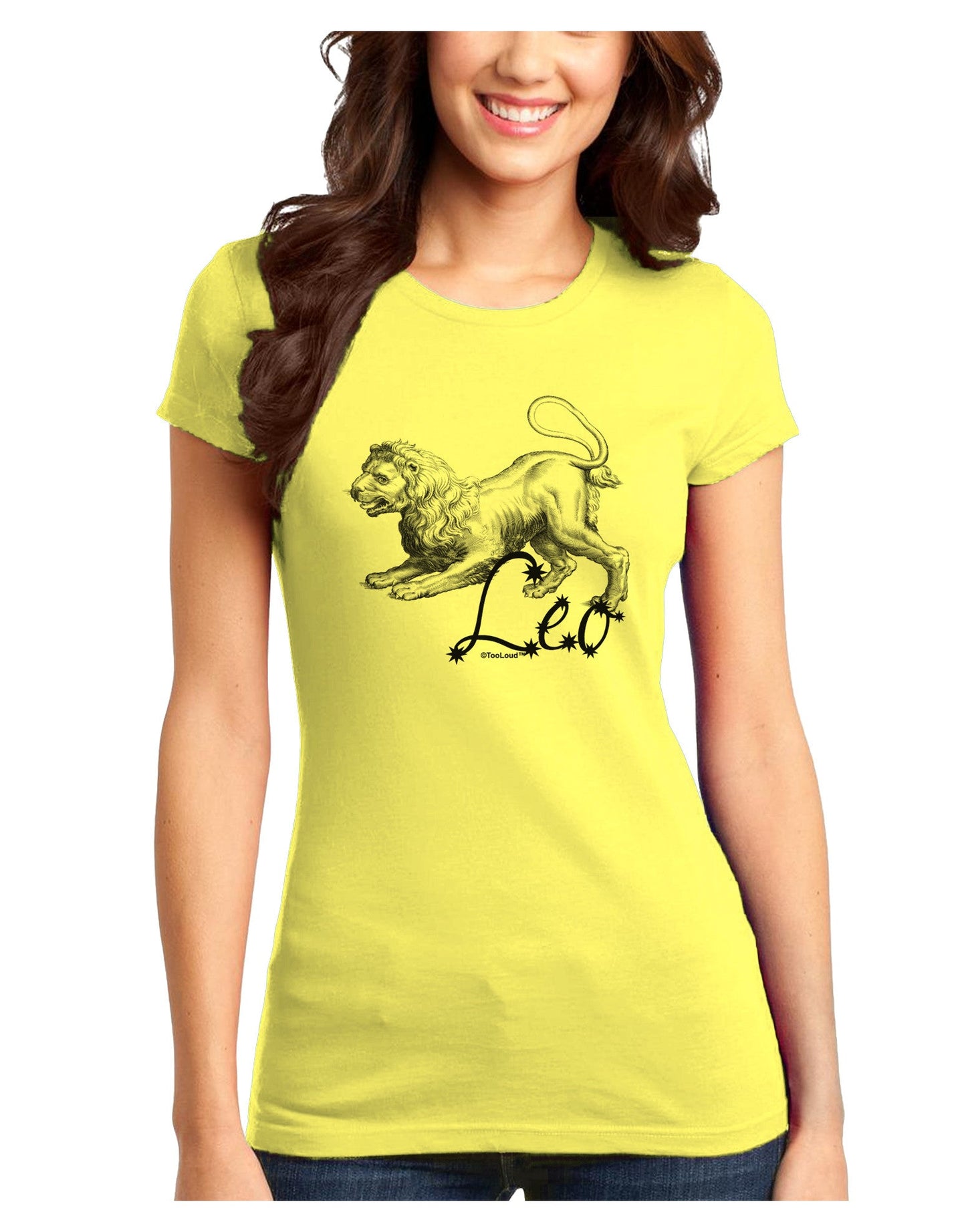 Leo Illustration Juniors T-Shirt-Womens Juniors T-Shirt-TooLoud-Yellow-Juniors Fitted X-Small-Davson Sales