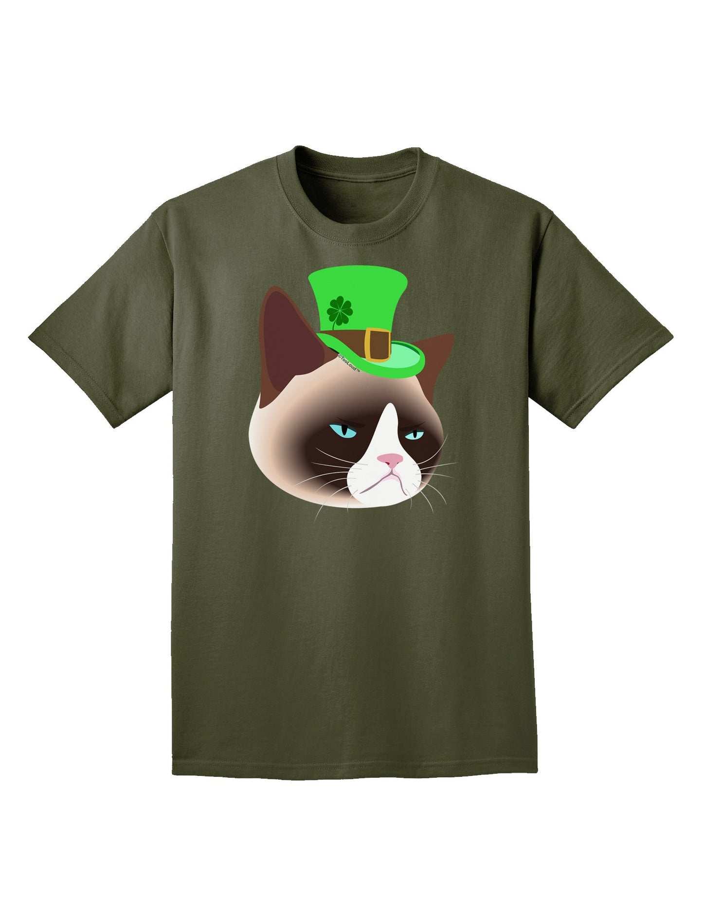 Leprechaun Disgruntled Cat Adult Dark T-Shirt-Mens T-Shirt-TooLoud-Military-Green-Small-Davson Sales