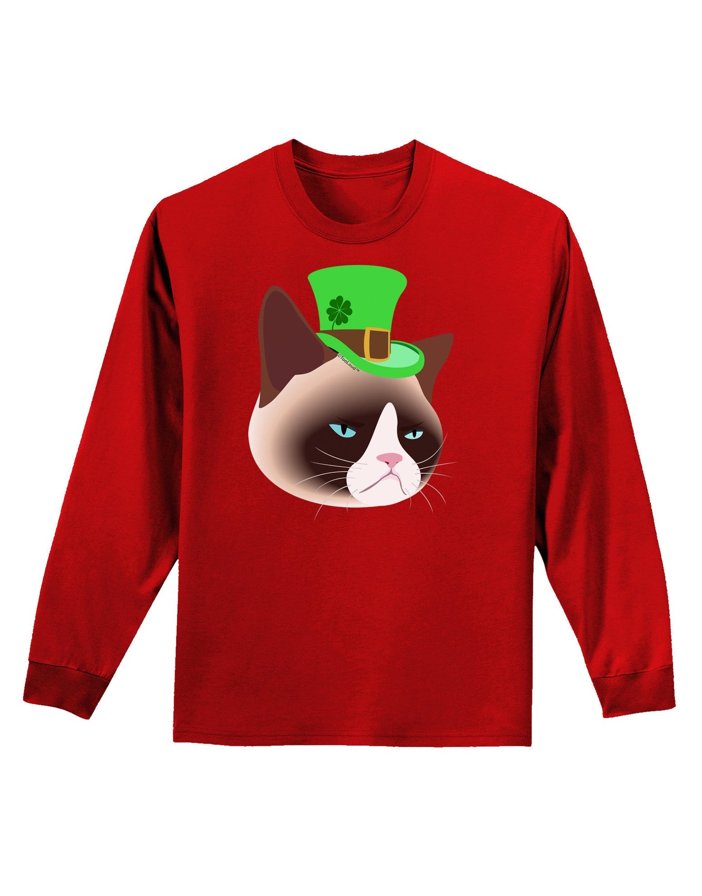 Leprechaun Disgruntled Cat Adult Long Sleeve Dark T-Shirt-TooLoud-Red-Small-Davson Sales
