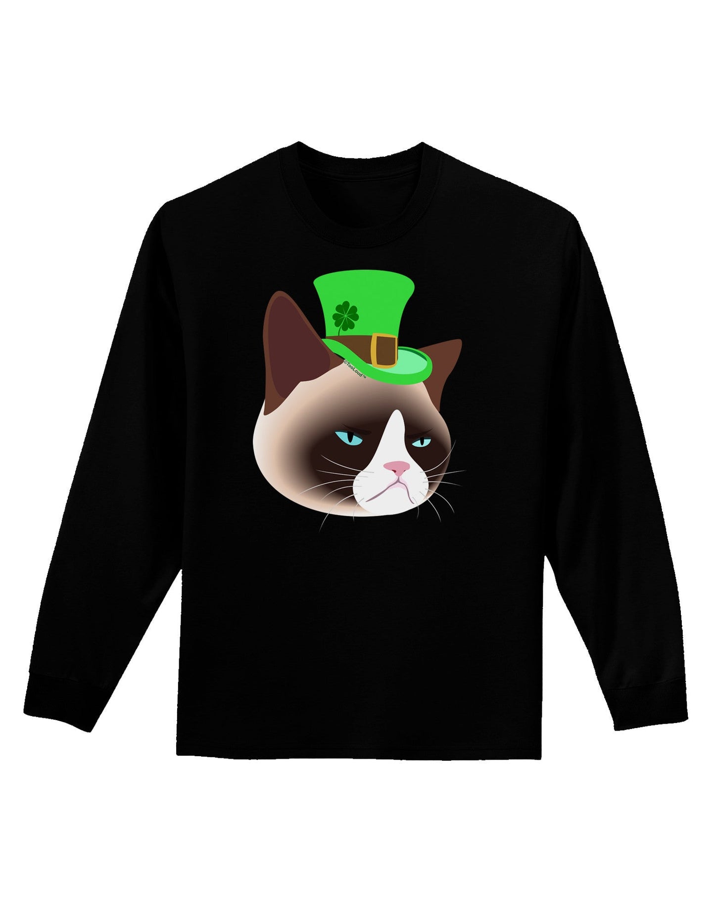 Leprechaun Disgruntled Cat Adult Long Sleeve Dark T-Shirt-TooLoud-Black-Small-Davson Sales