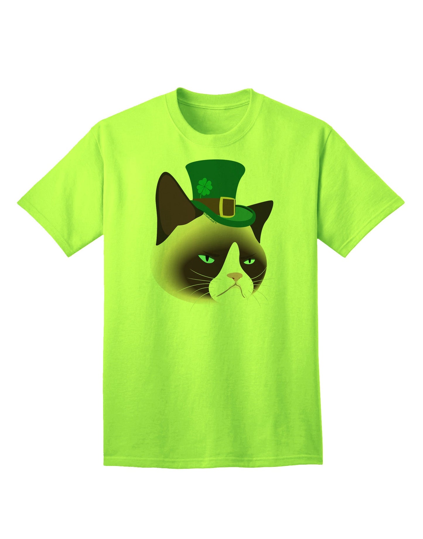 Leprechaun Disgruntled Cat Adult T-Shirt-Mens T-Shirt-TooLoud-Neon-Green-Small-Davson Sales