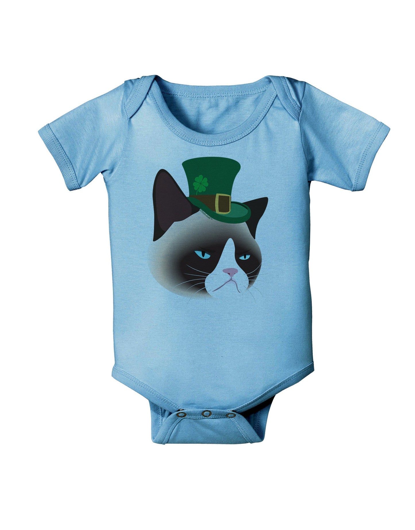 Leprechaun Disgruntled Cat Baby Romper Bodysuit-Baby Romper-TooLoud-LightBlue-06-Months-Davson Sales