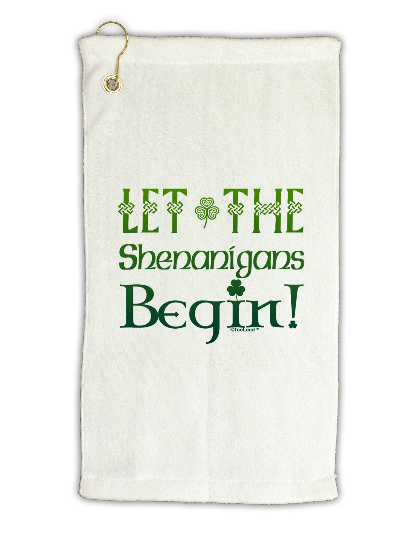 Let the Shenanigans Begin Micro Terry Gromet Golf Towel 16 x 25 inch-Golf Towel-TooLoud-White-Davson Sales