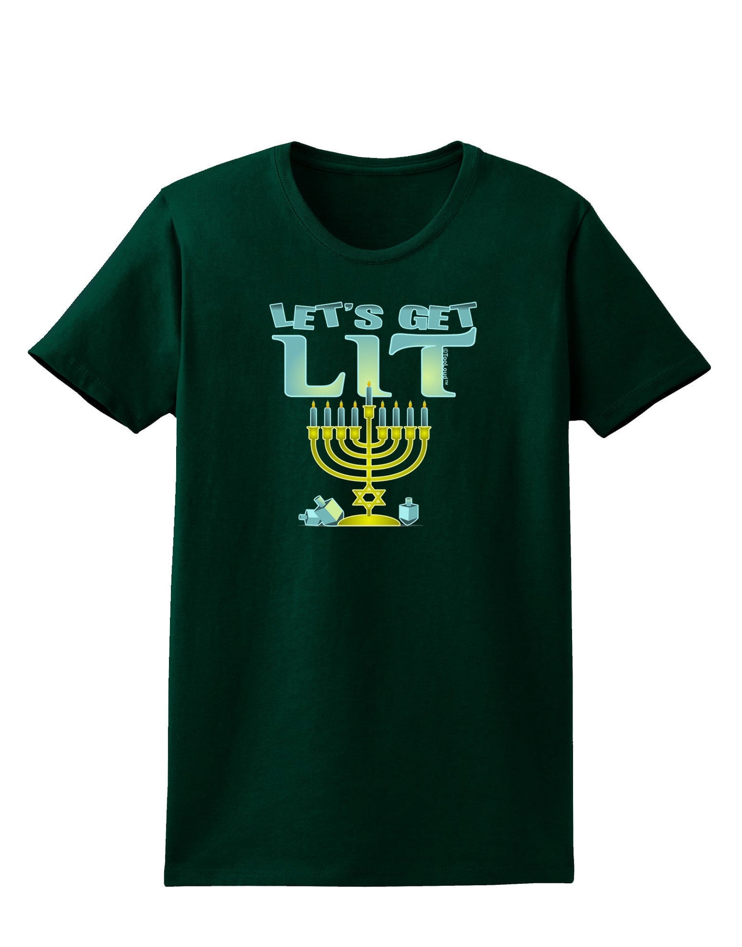 Let's Get Lit Menorah Womens Dark T-Shirt-Womens T-Shirt-TooLoud-Forest-Green-Small-Davson Sales
