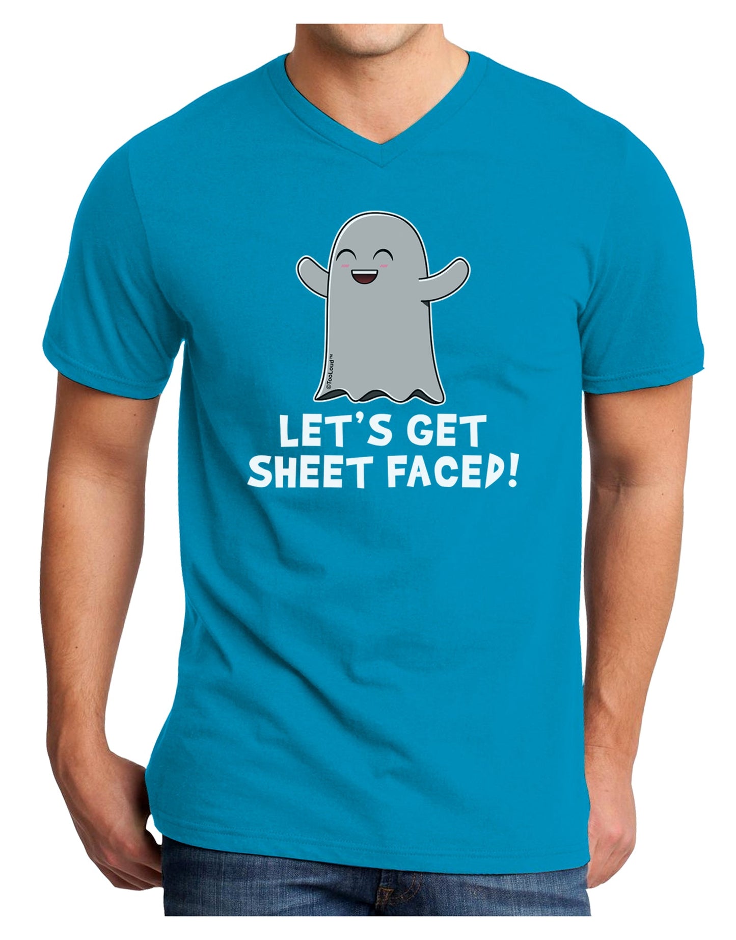 Let's Get Sheet Faced Adult Dark V-Neck T-Shirt by TooLoud-Mens V-Neck T-Shirt-TooLoud-Turquoise-Small-Davson Sales