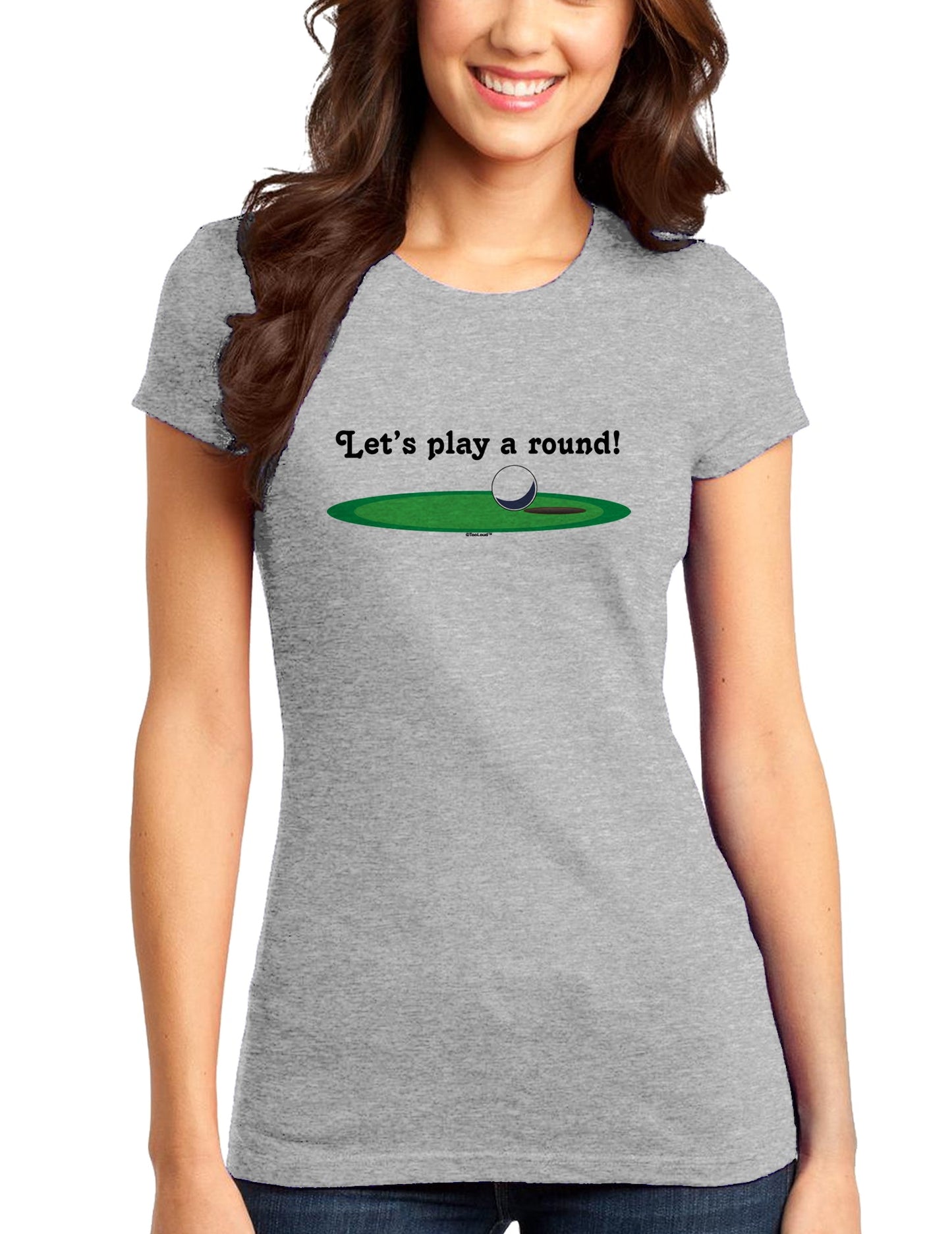Let's Play a Round Juniors T-Shirt-Womens Juniors T-Shirt-TooLoud-Heather-Gray-Small-Davson Sales
