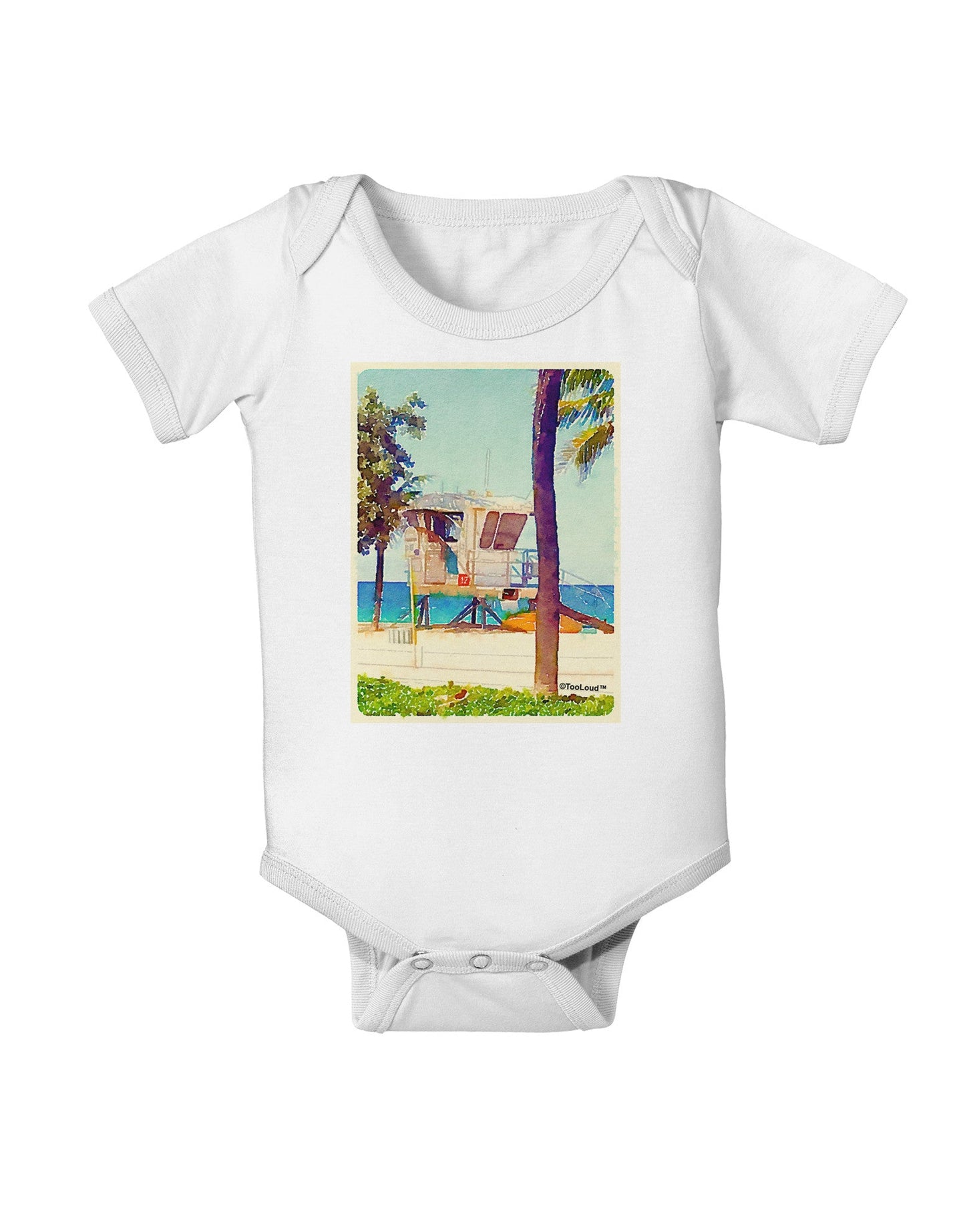 Lifeguard Station Watercolor Baby Romper Bodysuit-Baby Romper-TooLoud-White-06-Months-Davson Sales