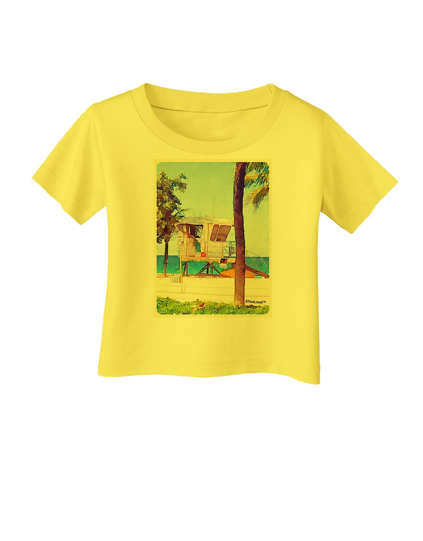 Lifeguard Station Watercolor Infant T-Shirt-Infant T-Shirt-TooLoud-Yellow-06-Months-Davson Sales