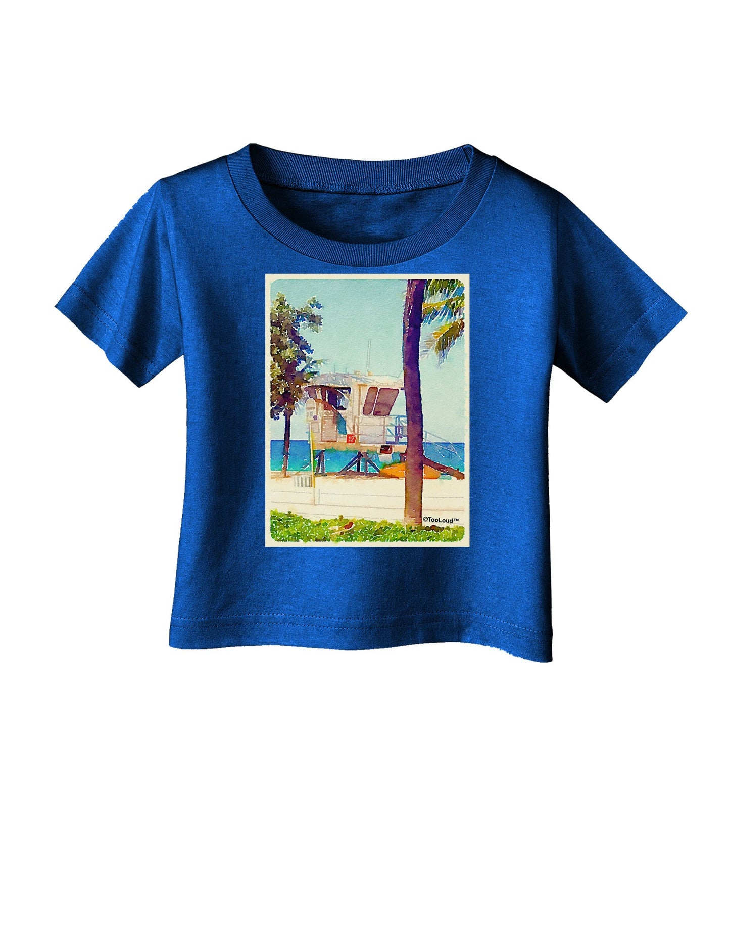 Lifeguard Station Watercolor Infant T-Shirt Dark-Infant T-Shirt-TooLoud-Royal-Blue-06-Months-Davson Sales