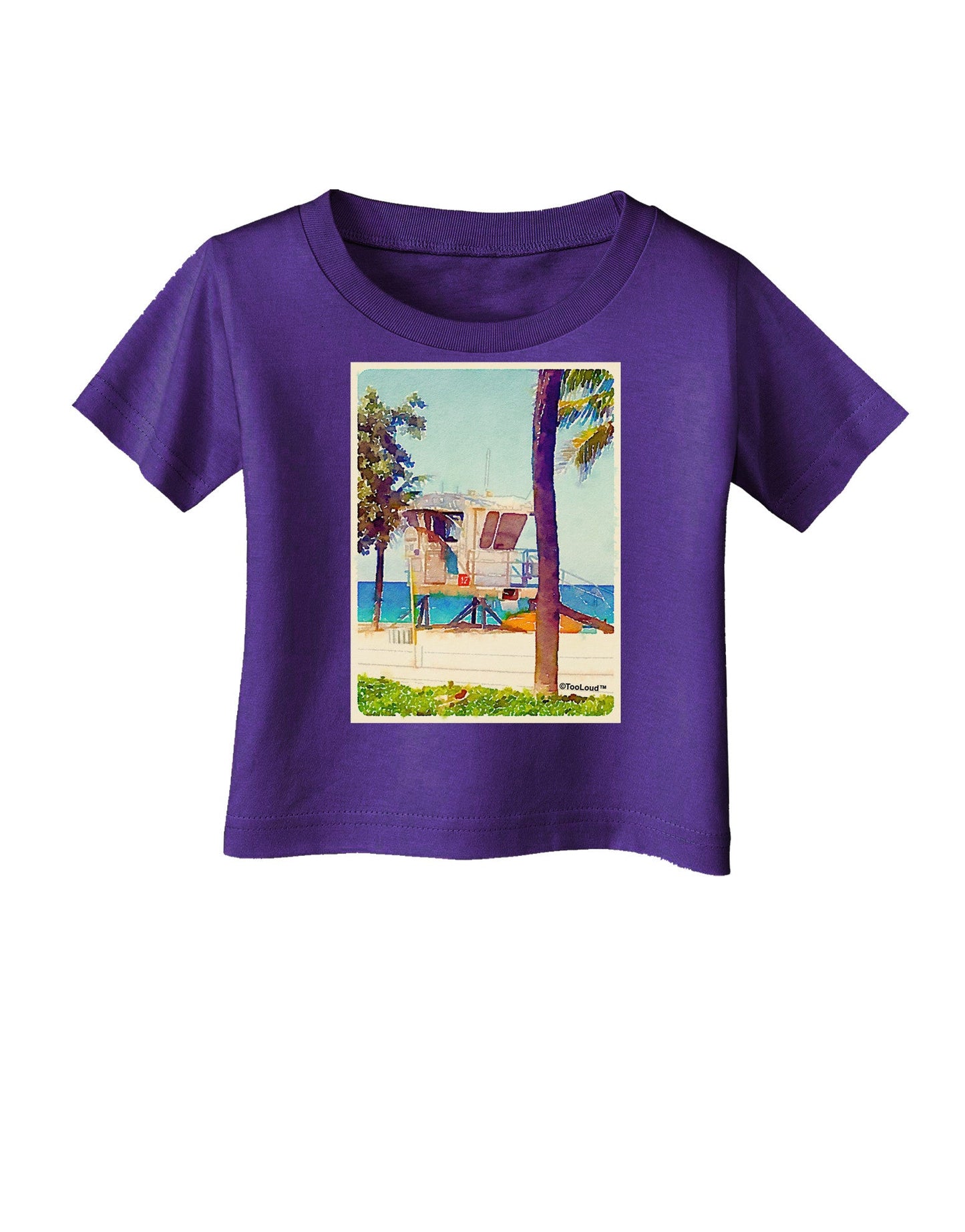 Lifeguard Station Watercolor Infant T-Shirt Dark-Infant T-Shirt-TooLoud-Purple-06-Months-Davson Sales
