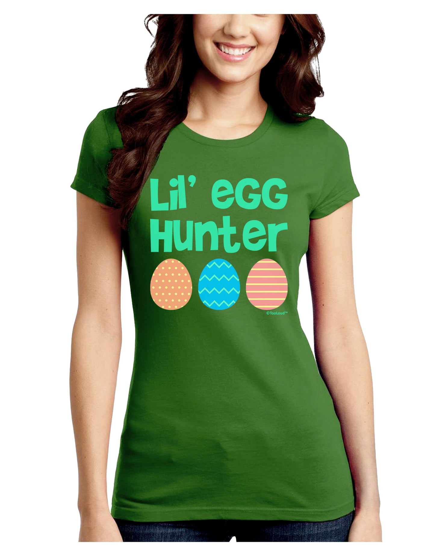 Lil' Egg Hunter - Easter - Green Juniors Crew Dark T-Shirt by TooLoud-T-Shirts Juniors Tops-TooLoud-Kiwi-Green-Juniors Fitted X-Small-Davson Sales