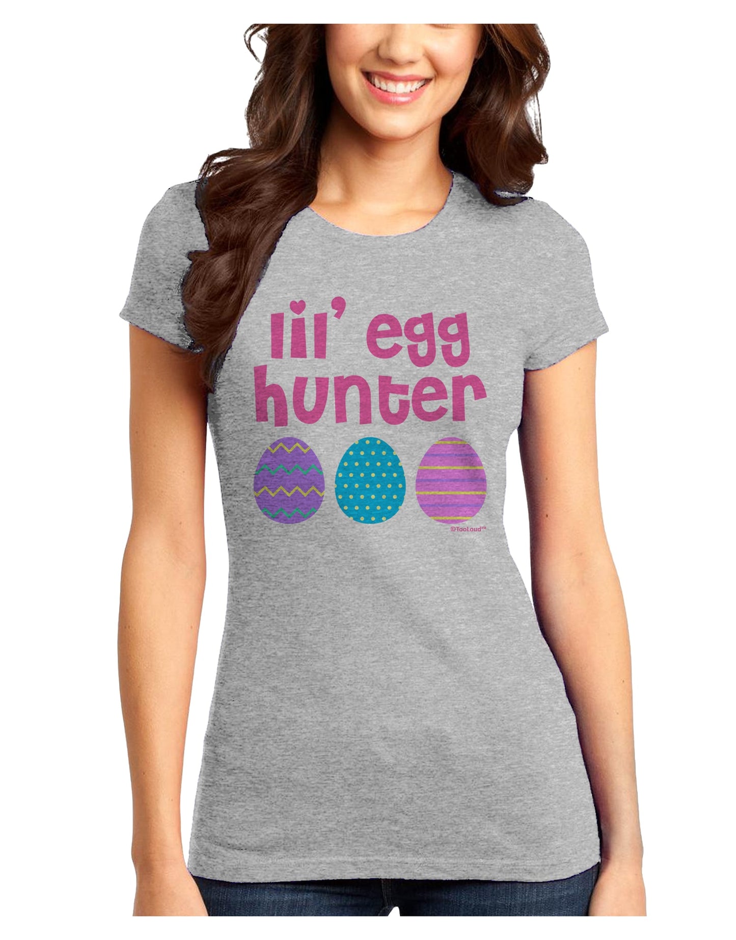 Lil' Egg Hunter - Easter - Pink Juniors T-Shirt by TooLoud-Womens Juniors T-Shirt-TooLoud-Ash-Gray-Juniors Fitted X-Small-Davson Sales
