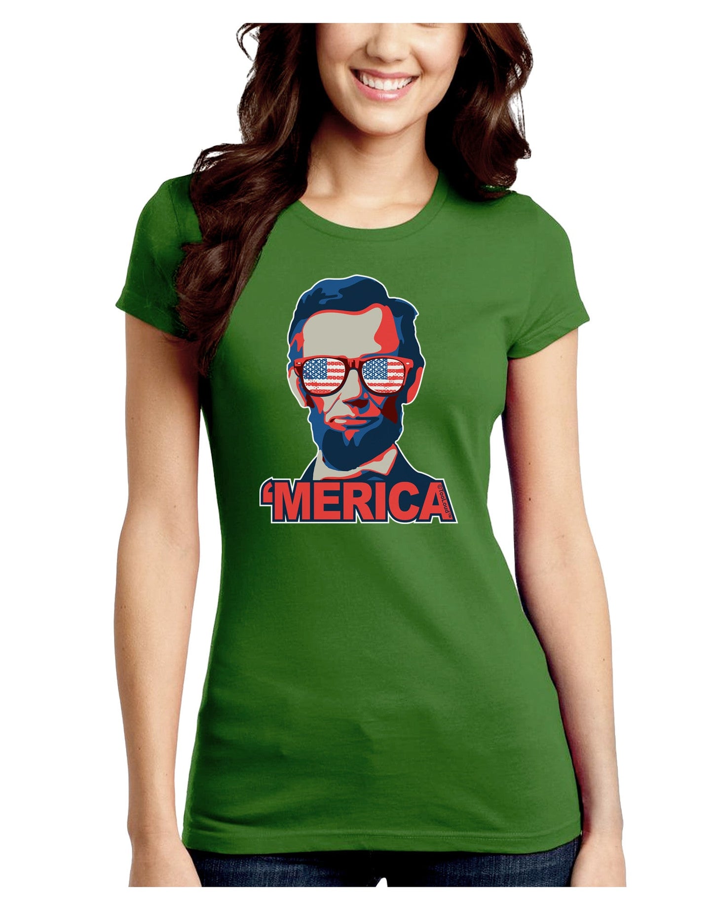 Lincoln Merica Juniors Petite Crew Dark T-Shirt-T-Shirts Juniors Tops-TooLoud-Kiwi-Green-Juniors Fitted Small-Davson Sales