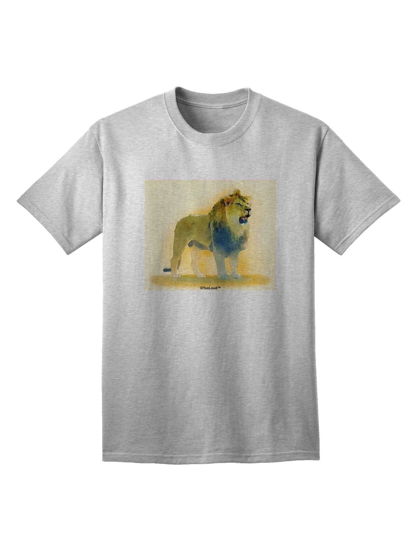 Lion Watercolor 1 Adult T-Shirt-Mens T-Shirt-TooLoud-AshGray-Small-Davson Sales