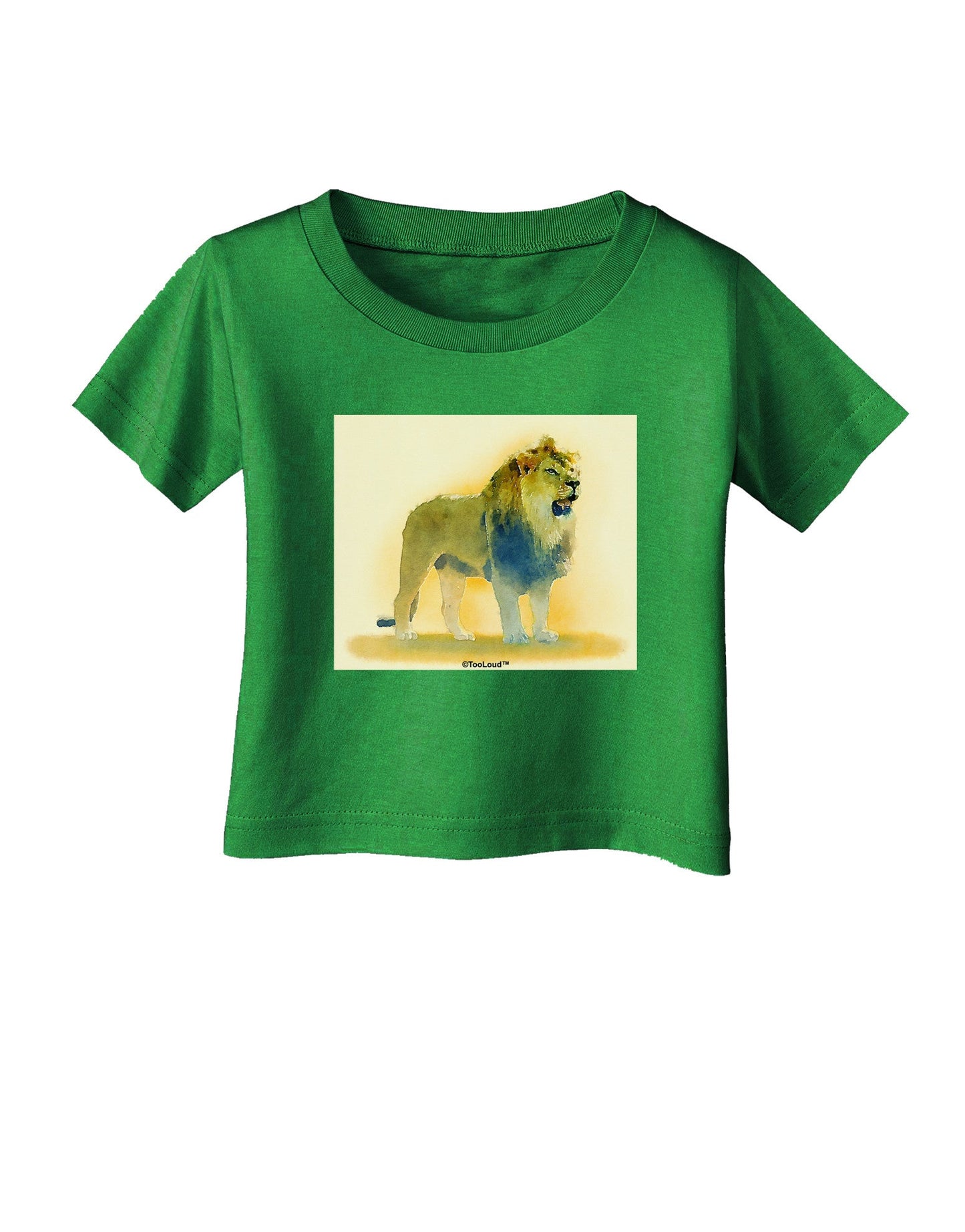 Lion Watercolor 1 Infant T-Shirt Dark-Infant T-Shirt-TooLoud-Clover-Green-06-Months-Davson Sales