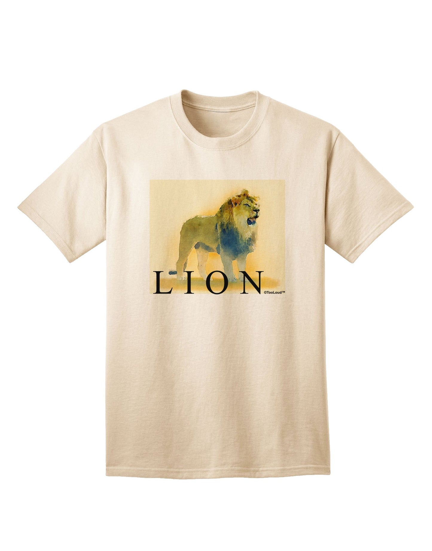 Lion Watercolor 1 Text Adult T-Shirt-Mens T-Shirt-TooLoud-Natural-Small-Davson Sales