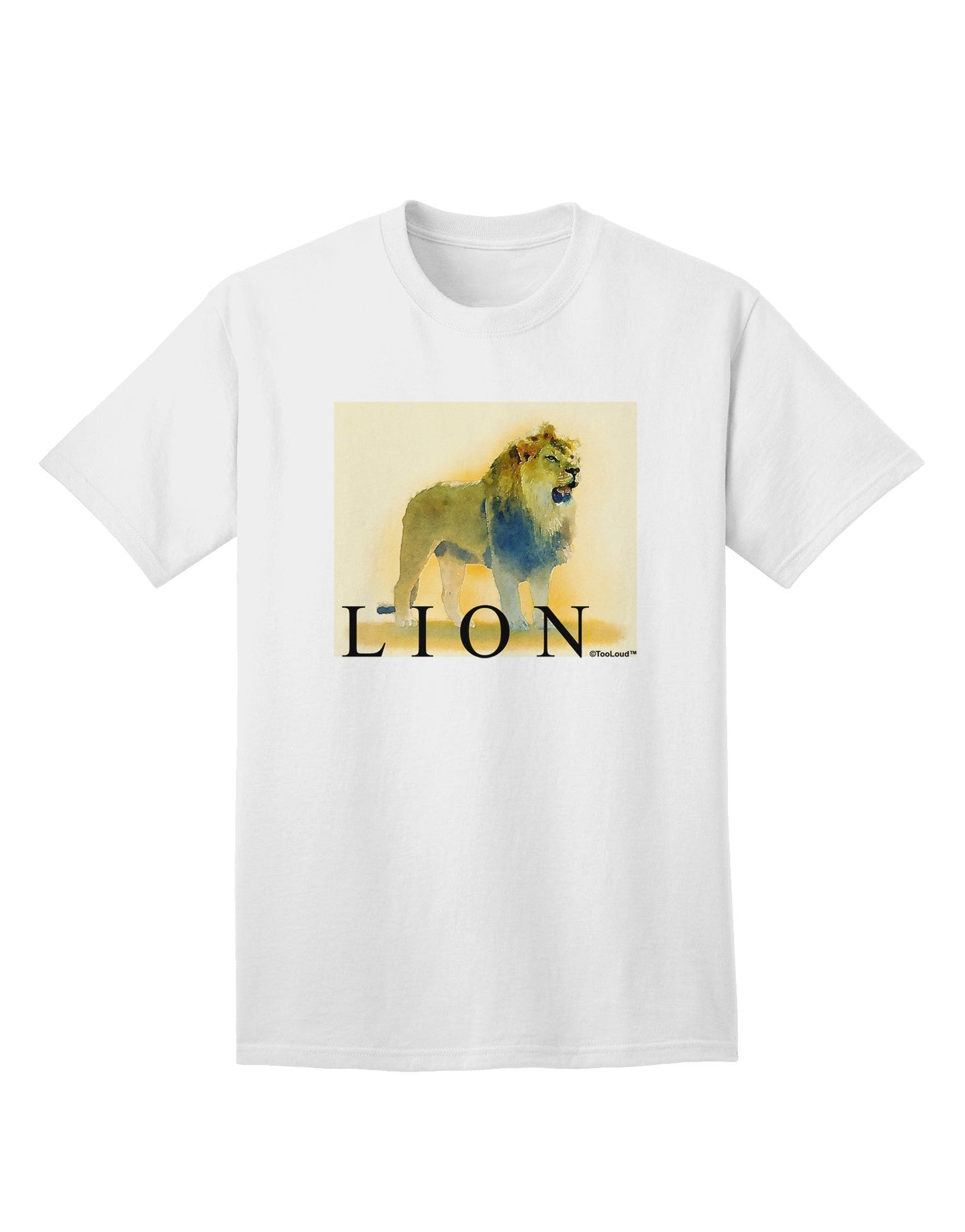 Lion Watercolor 1 Text Adult T-Shirt-Mens T-Shirt-TooLoud-White-Small-Davson Sales