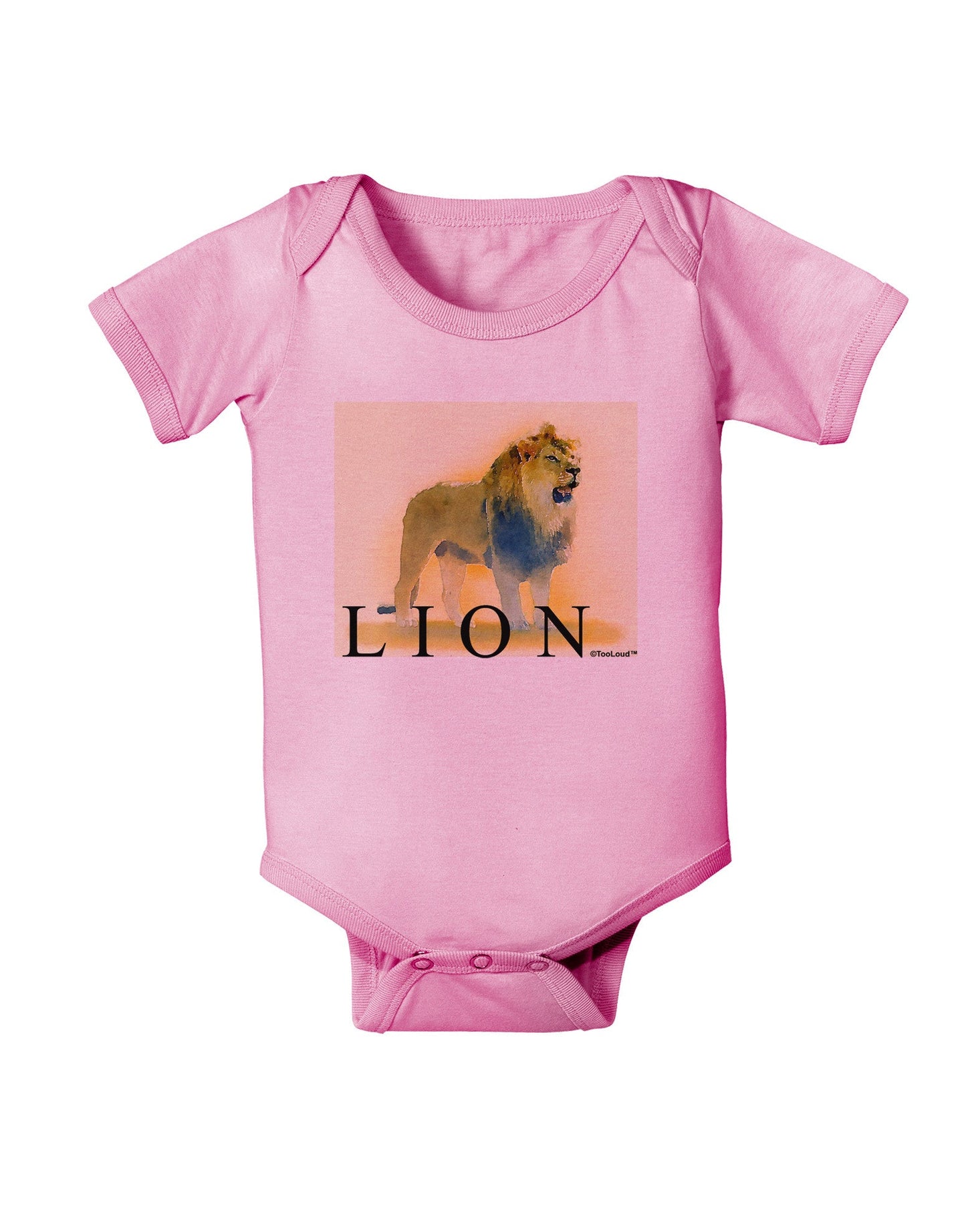 Lion Watercolor 1 Text Baby Romper Bodysuit-Baby Romper-TooLoud-Pink-06-Months-Davson Sales
