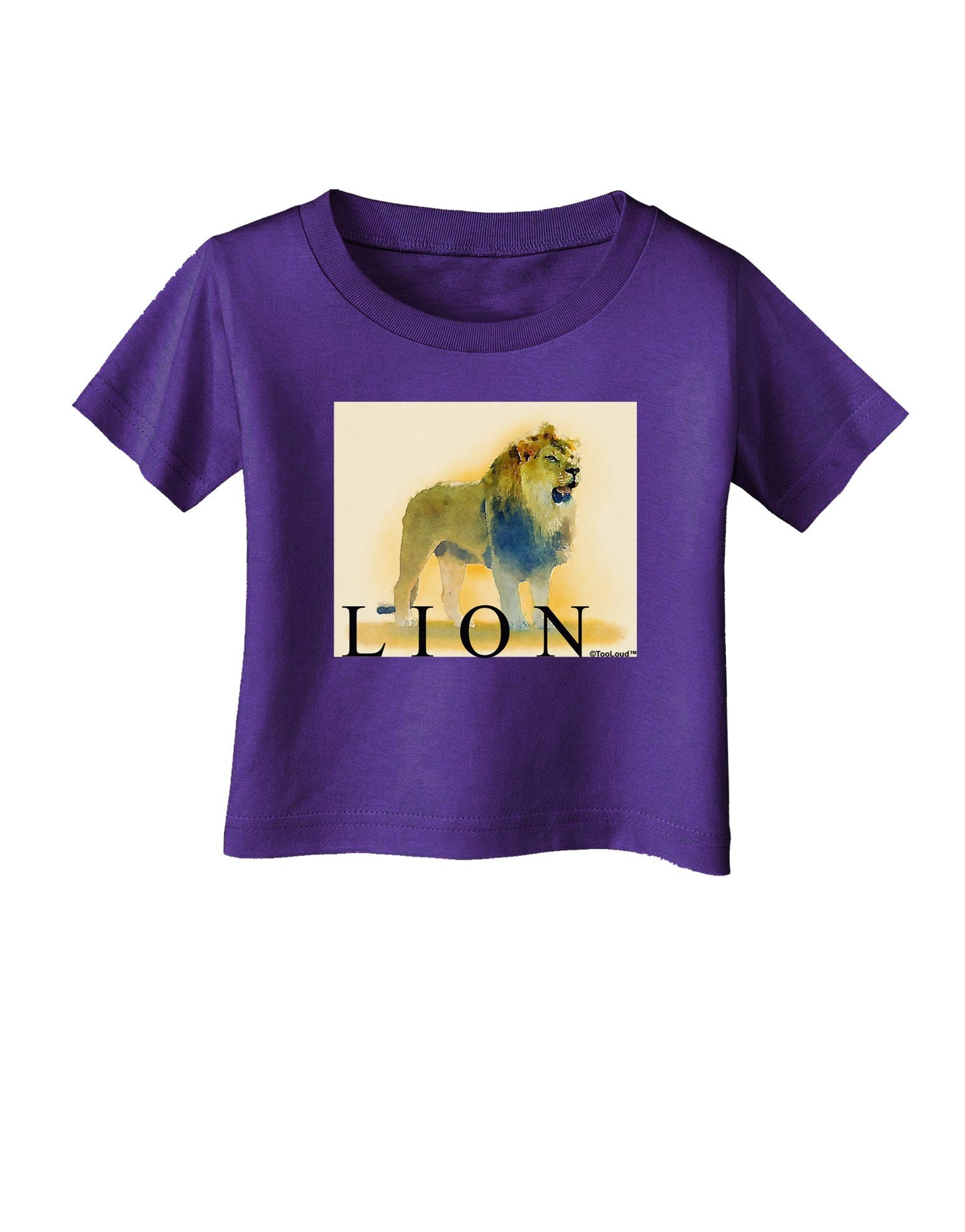 Lion Watercolor 1 Text Infant T-Shirt Dark-Infant T-Shirt-TooLoud-Purple-06-Months-Davson Sales
