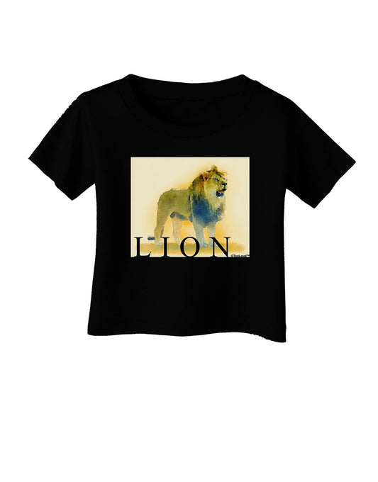 Lion Watercolor 1 Text Infant T-Shirt Dark-Infant T-Shirt-TooLoud-Black-06-Months-Davson Sales